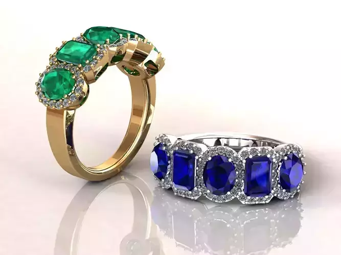 Halo Five Stones Ring 3D print model