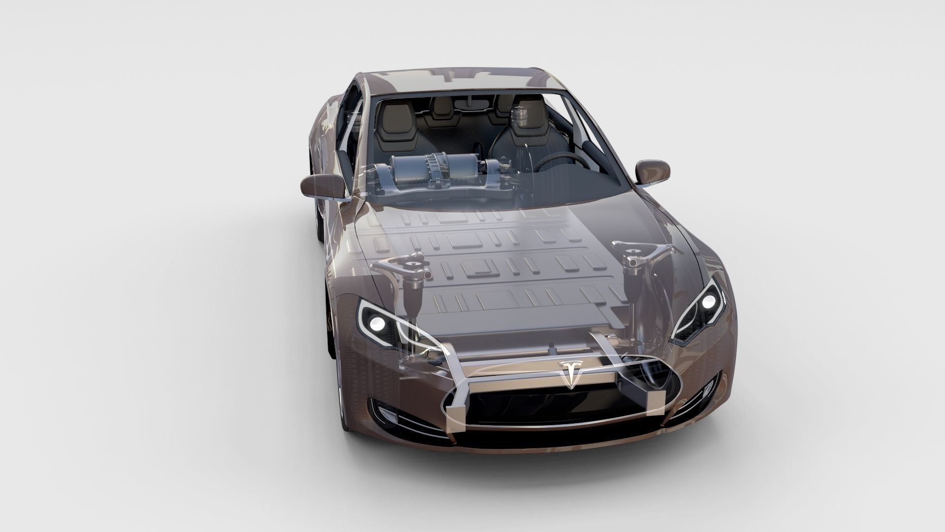 Tesla Model S with chassis interior rev 3D model_64