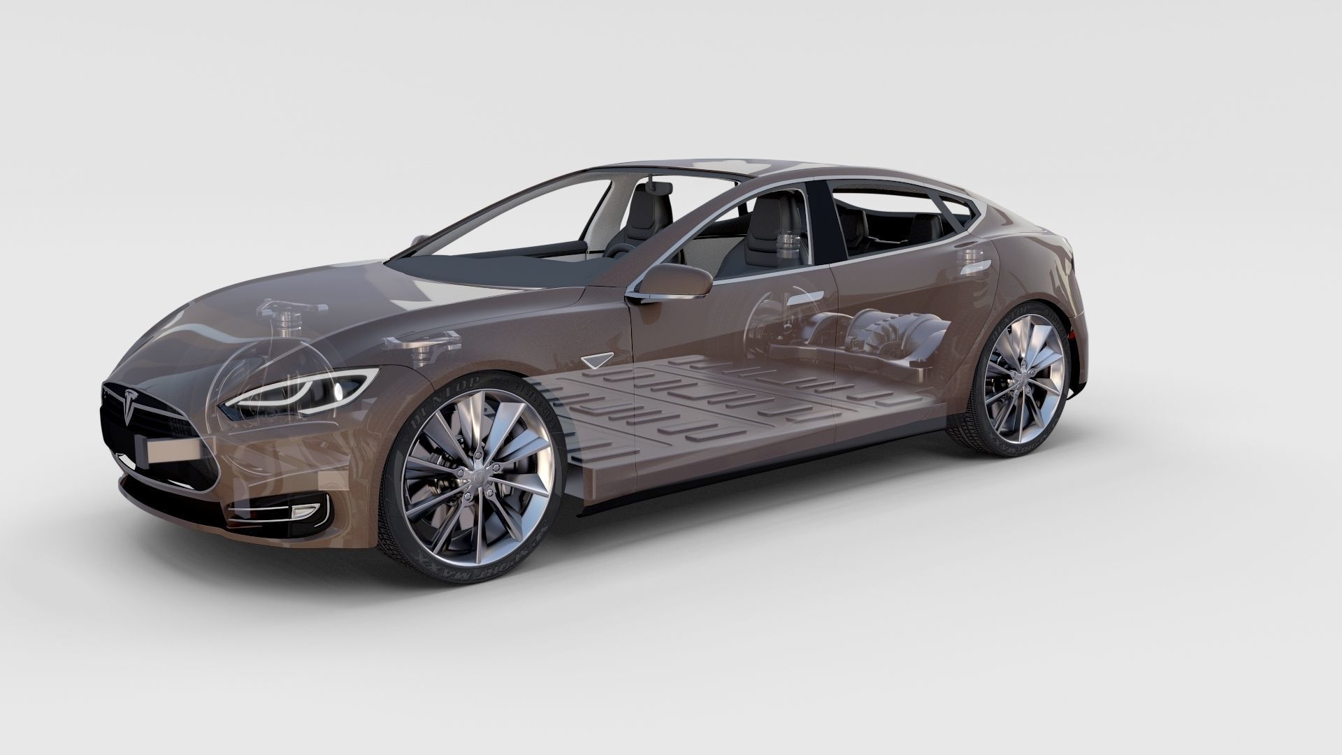 Tesla Model S with chassis interior rev 3D model_65