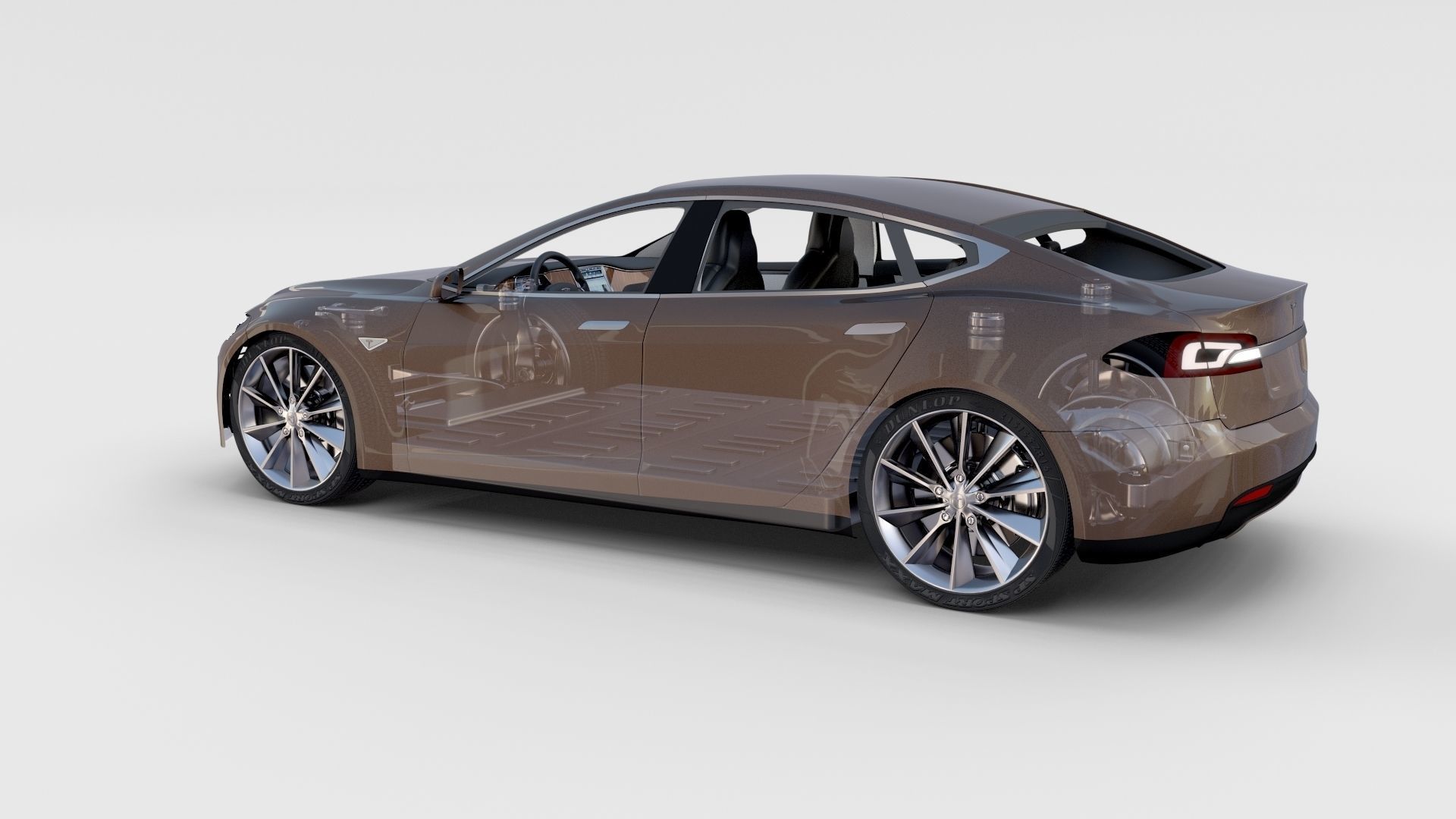 Tesla Model S with chassis interior rev 3D model_44
