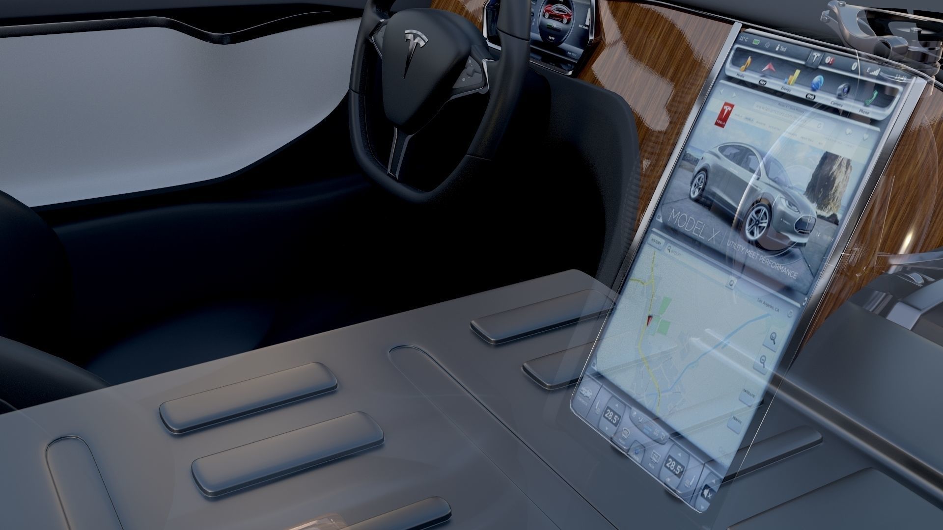 Tesla Model S with chassis interior rev 3D model_20