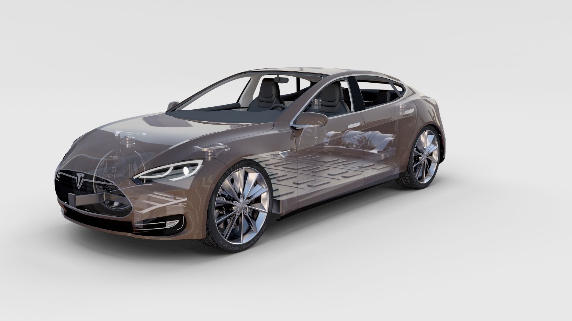 Tesla Model S with chassis interior rev 3D model_19