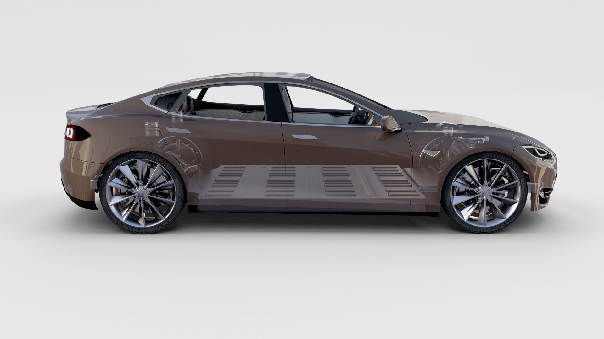 Tesla Model S with chassis interior rev 3D model_35
