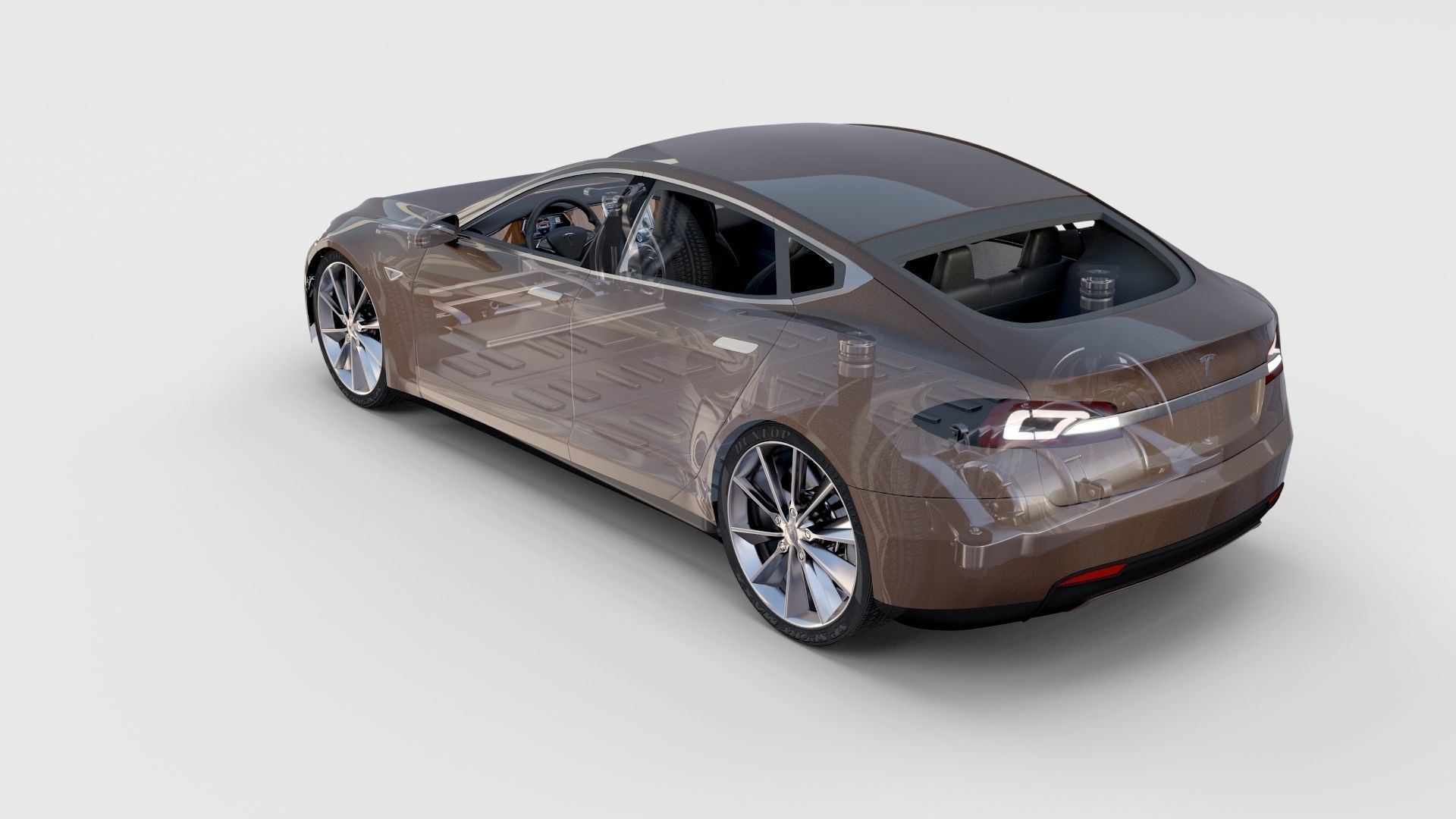Tesla Model S with chassis interior rev 3D model_24