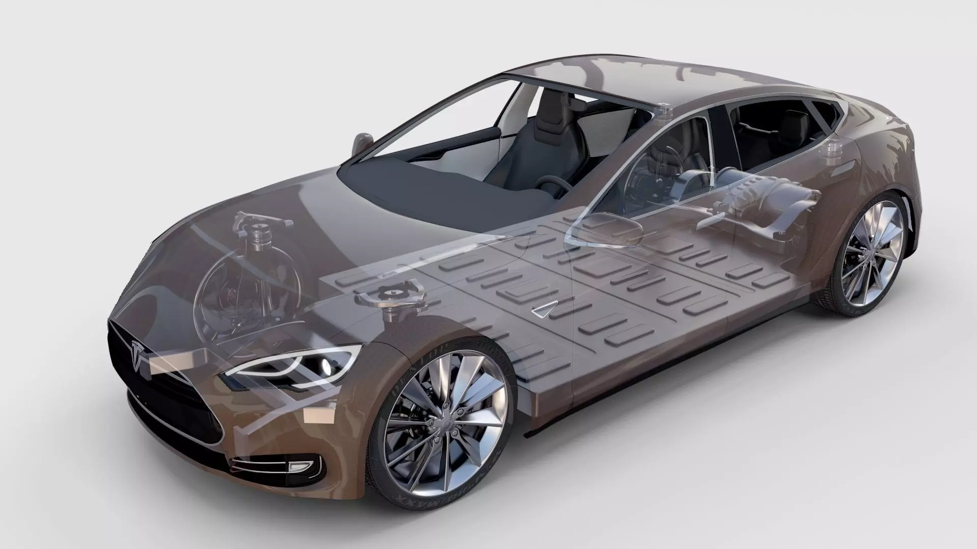 Tesla Model S with chassis interior rev 3D model_0