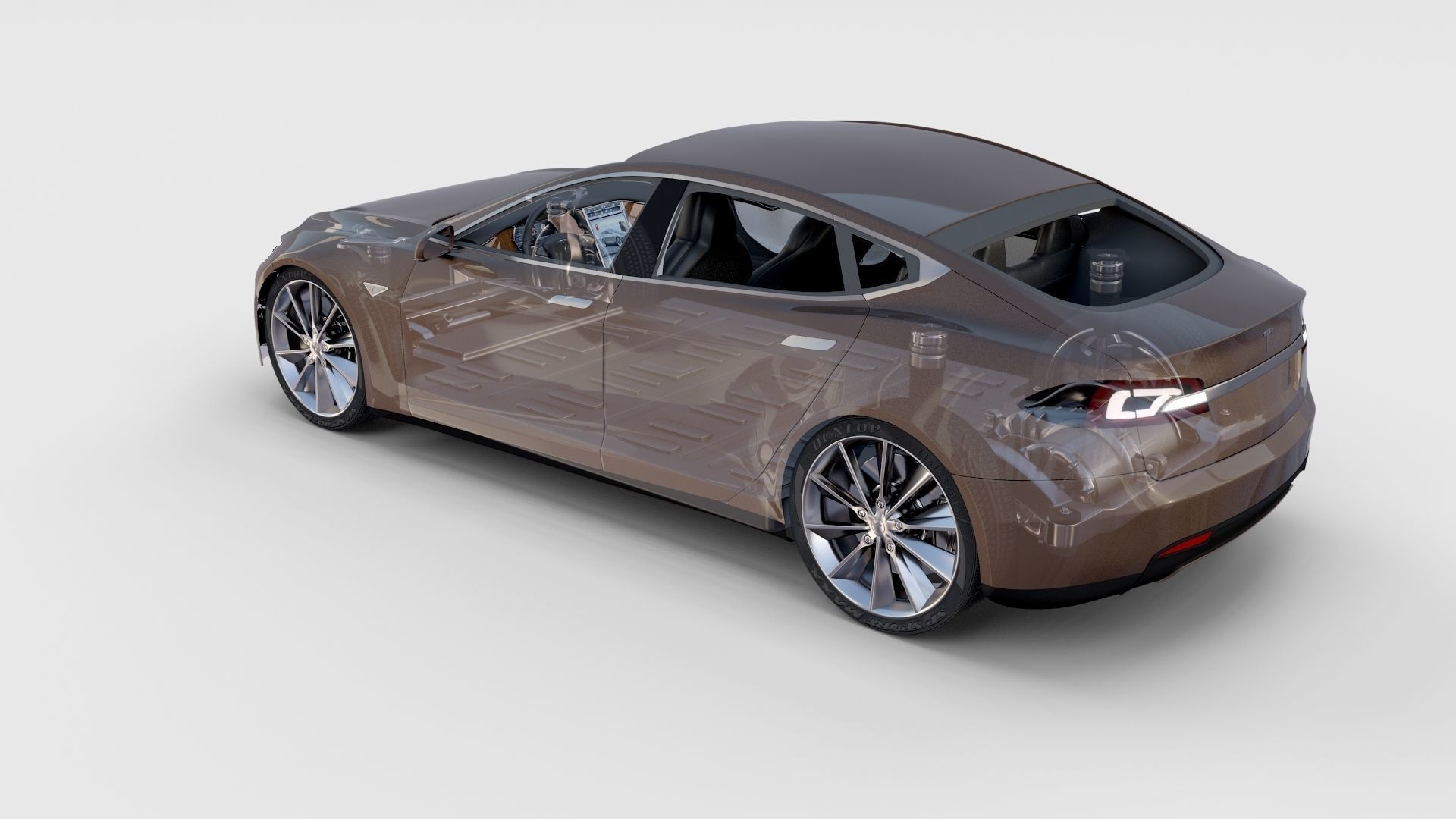 Tesla Model S with chassis interior rev 3D model_45