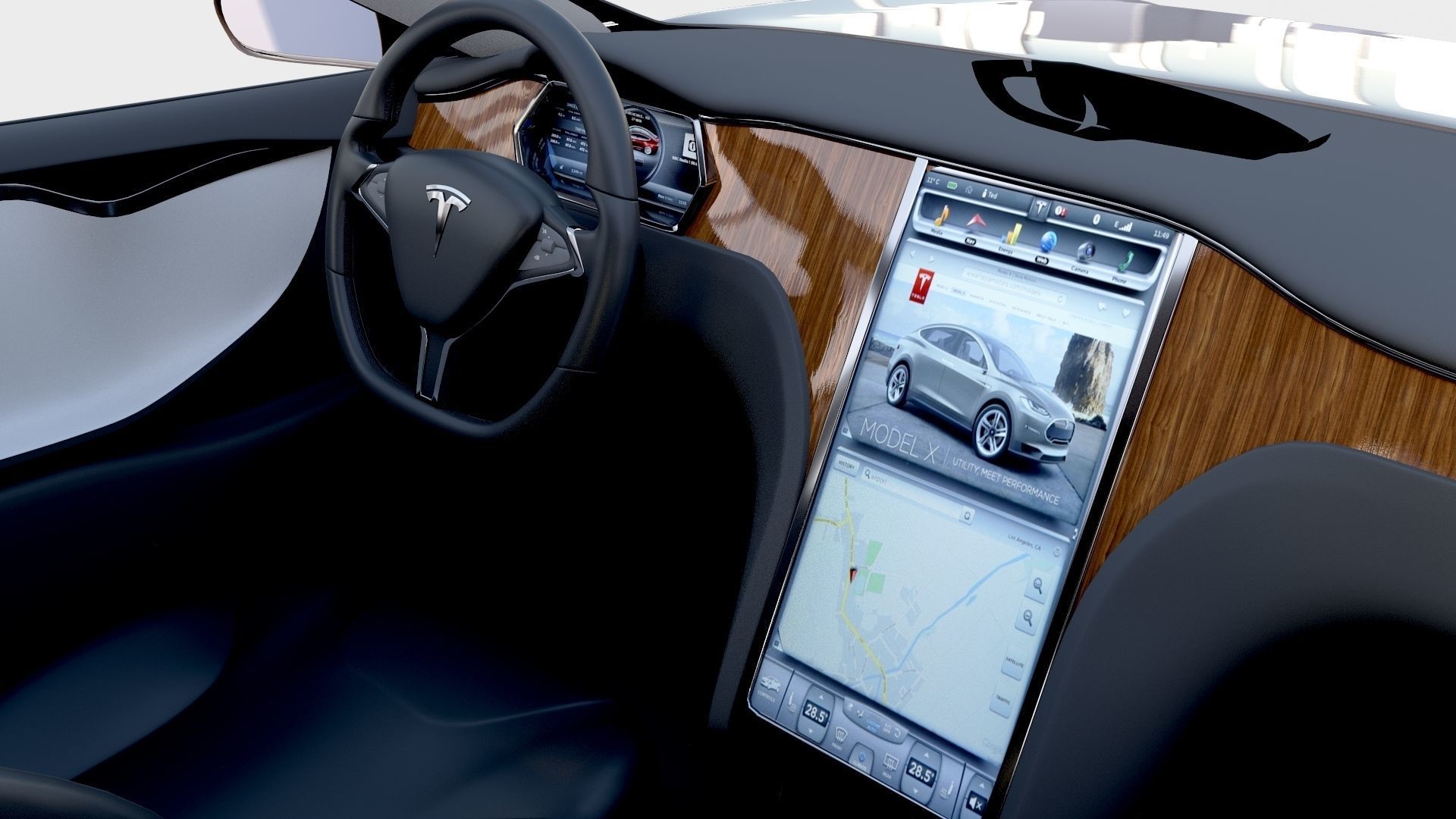 Tesla Model S with chassis interior rev 3D model_80