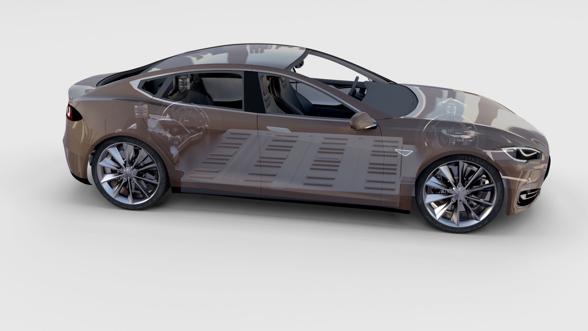 Tesla Model S with chassis interior rev 3D model_82