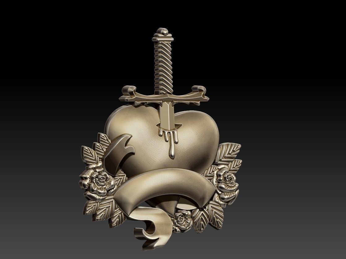 Sword Heart 3D print model_1