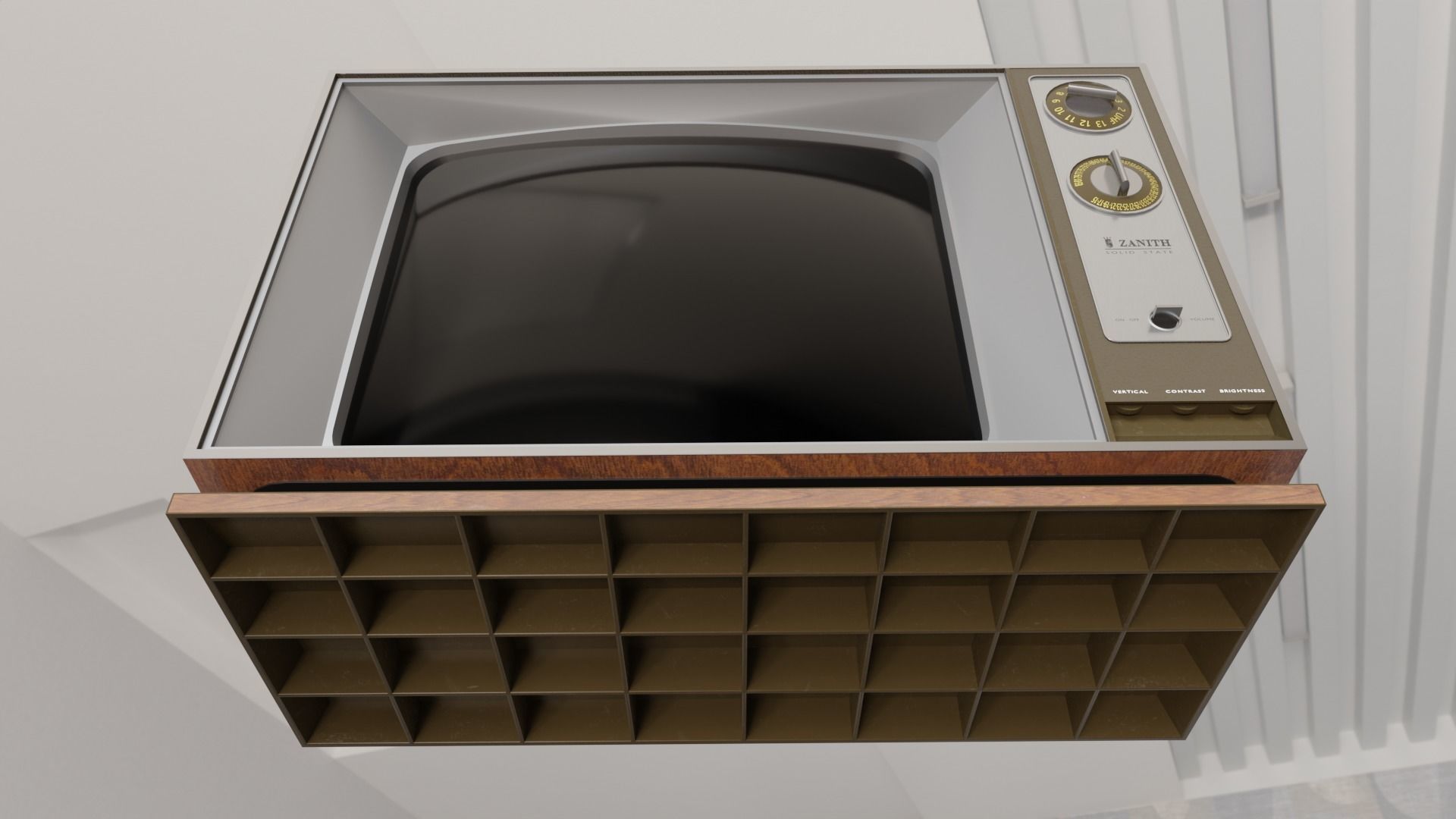 Retro 70s TV 3D model_5