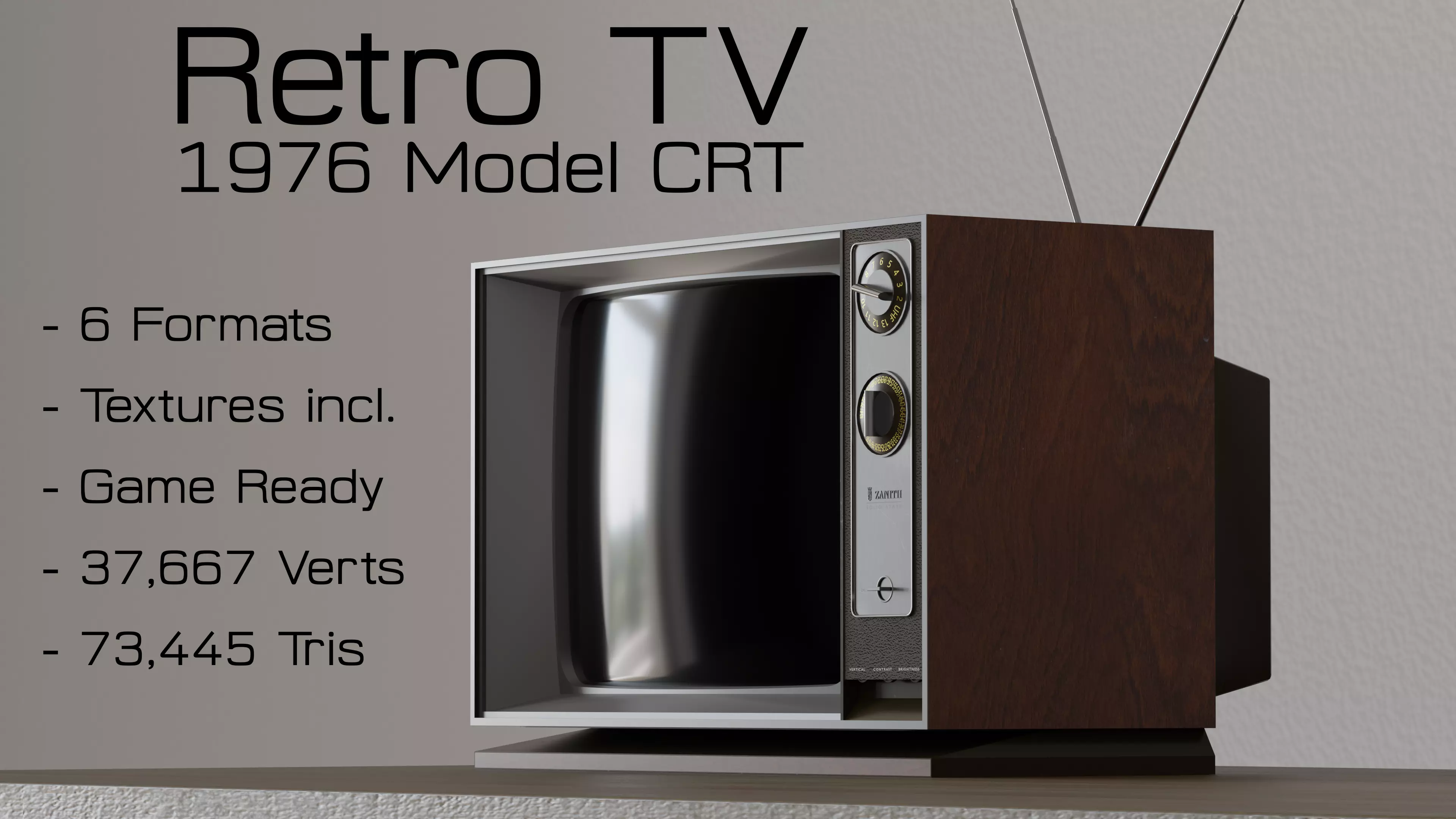 Retro 70s TV 3D model_0