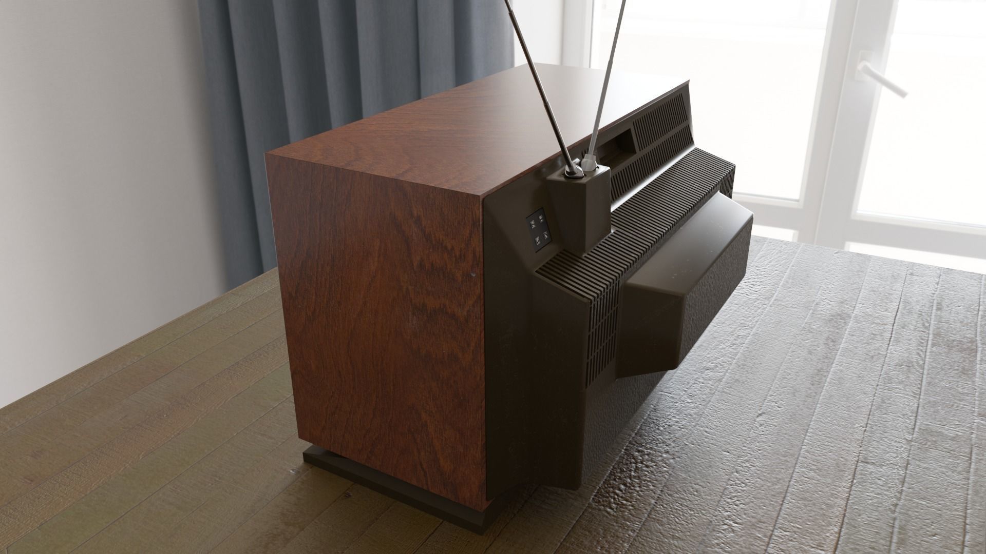 Retro 70s TV 3D model_2