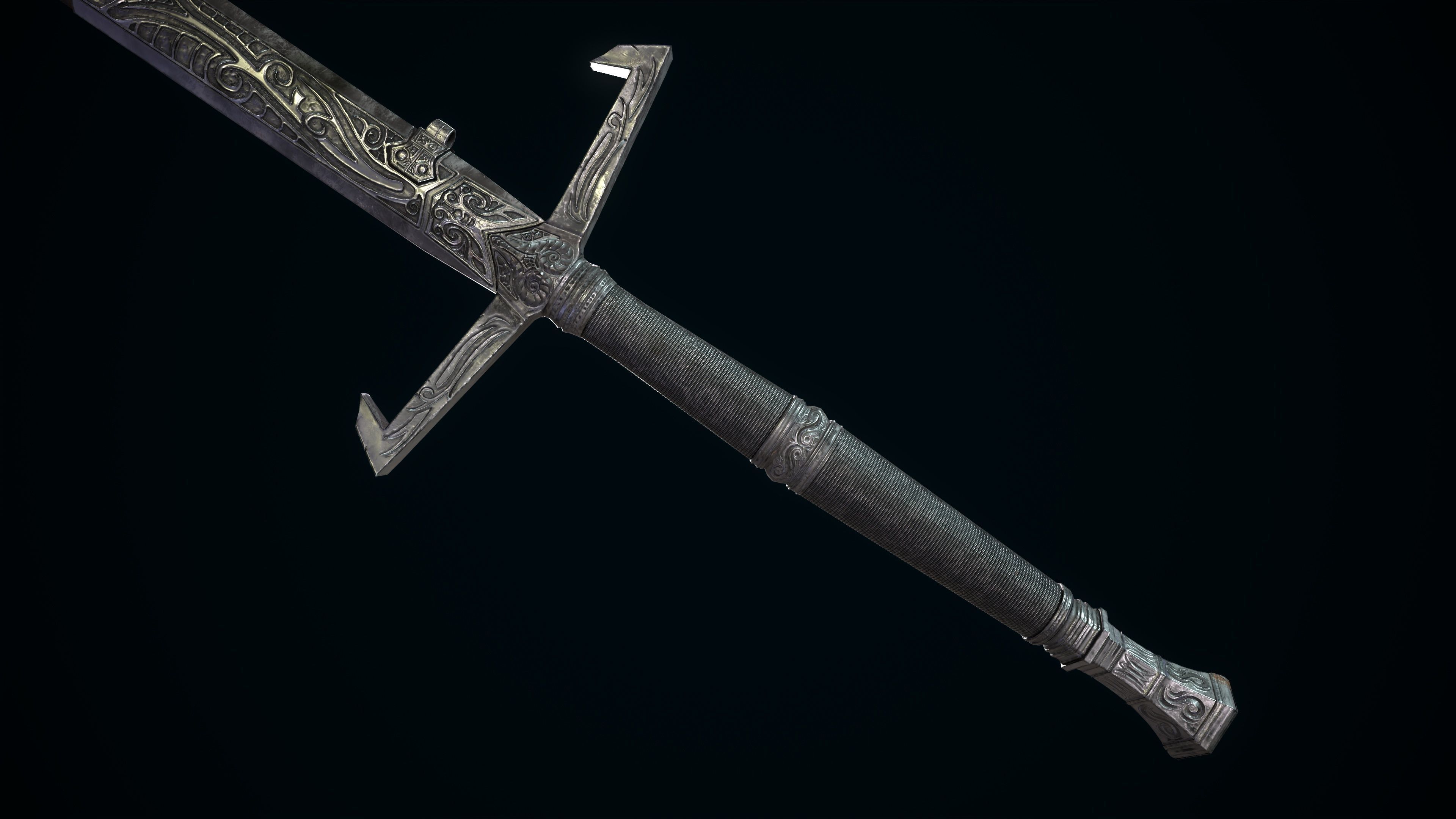 Medieval Sword Melee Weapon Low-poly 3D model_5