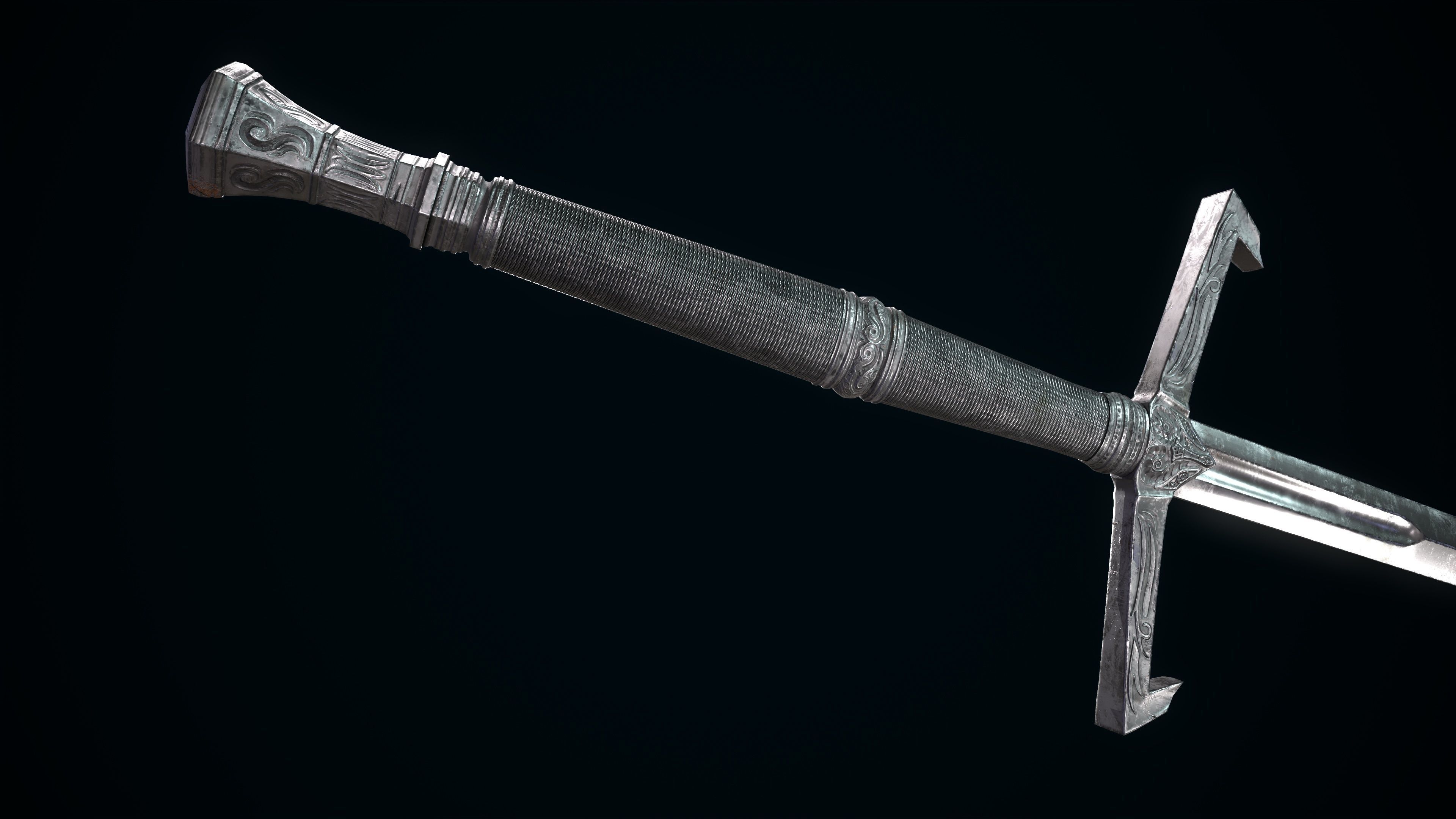 Medieval Sword Melee Weapon Low-poly 3D model_3