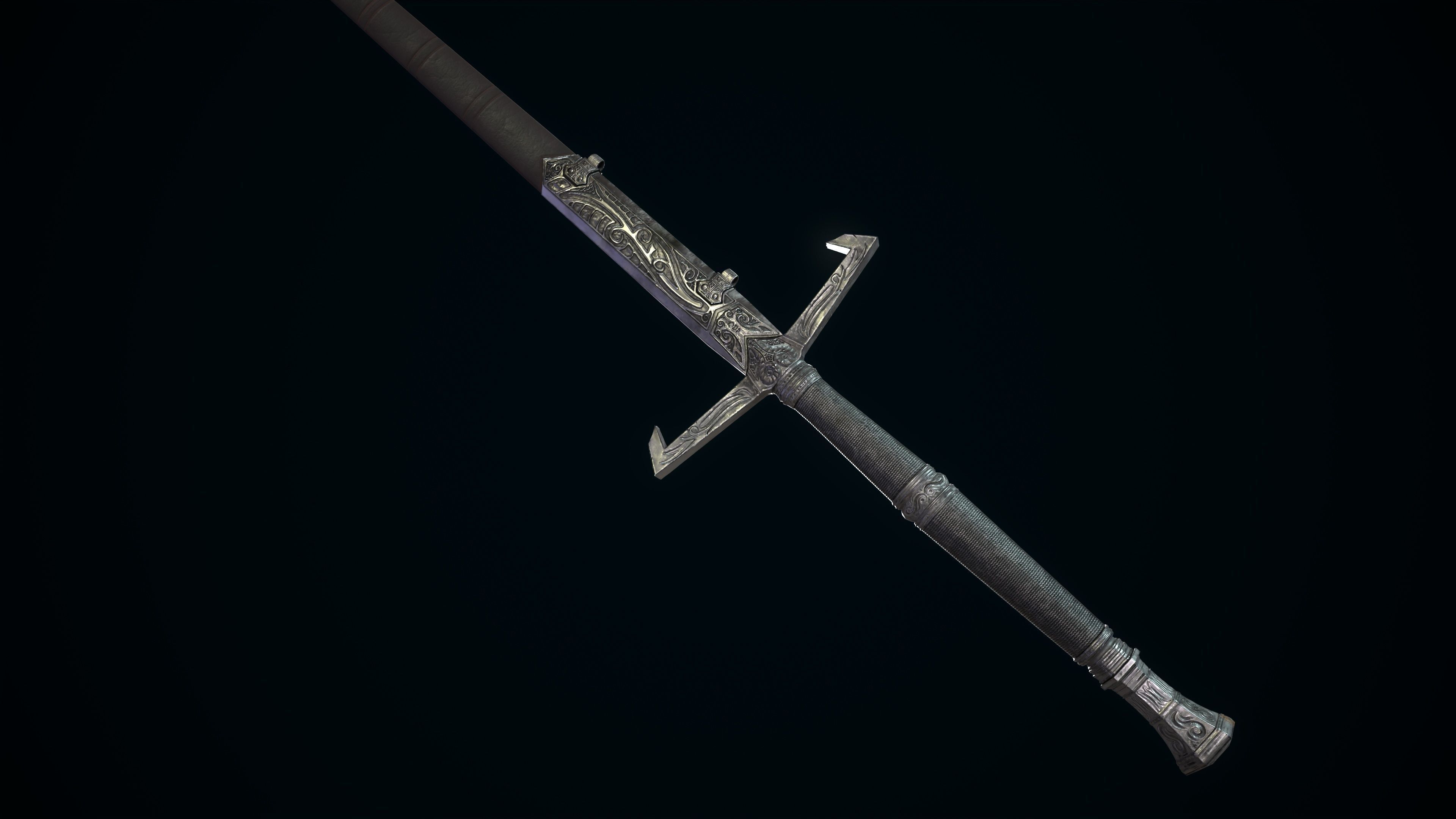 Medieval Sword Melee Weapon Low-poly 3D model_4