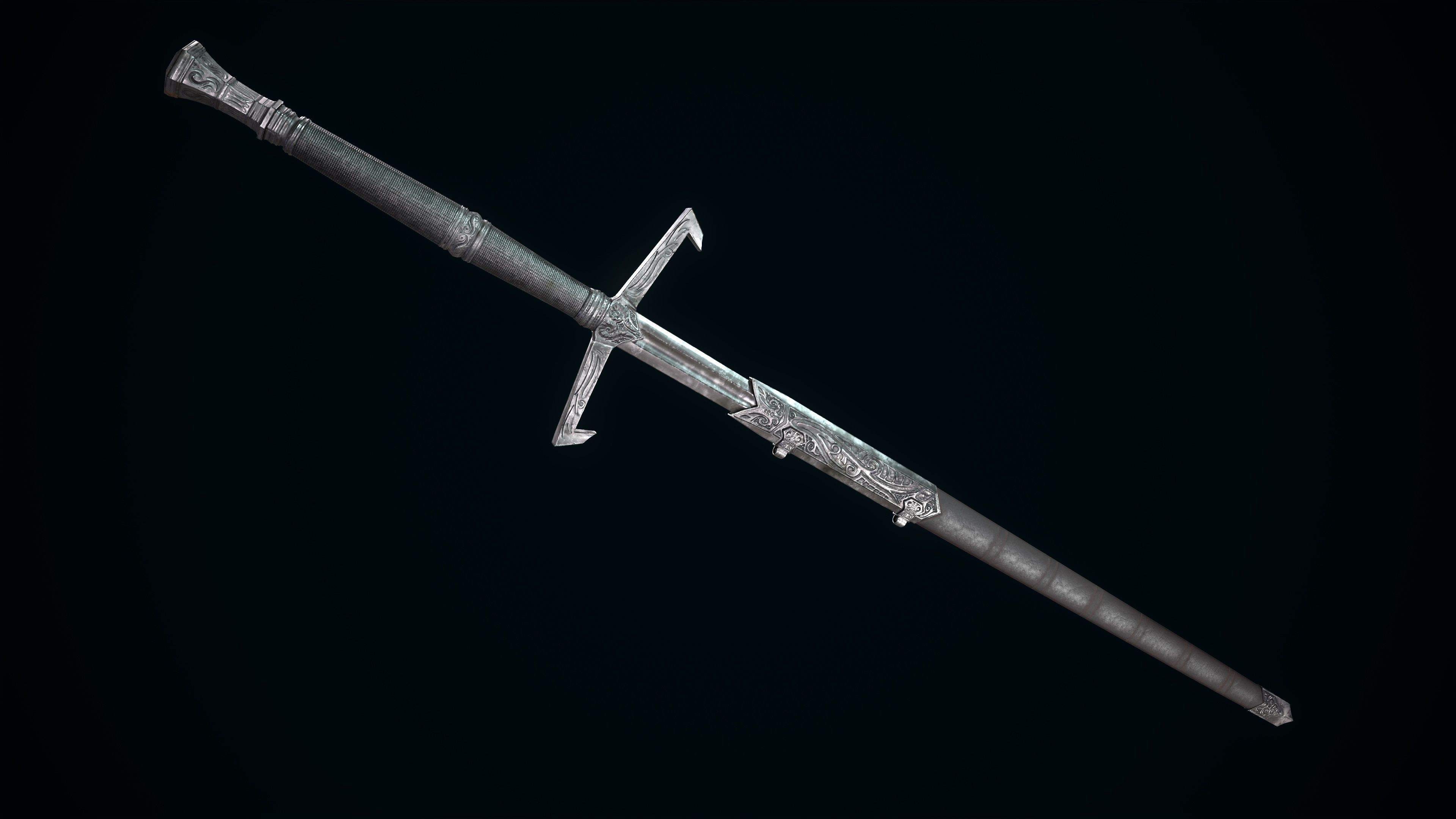 Medieval Sword Melee Weapon Low-poly 3D model_1