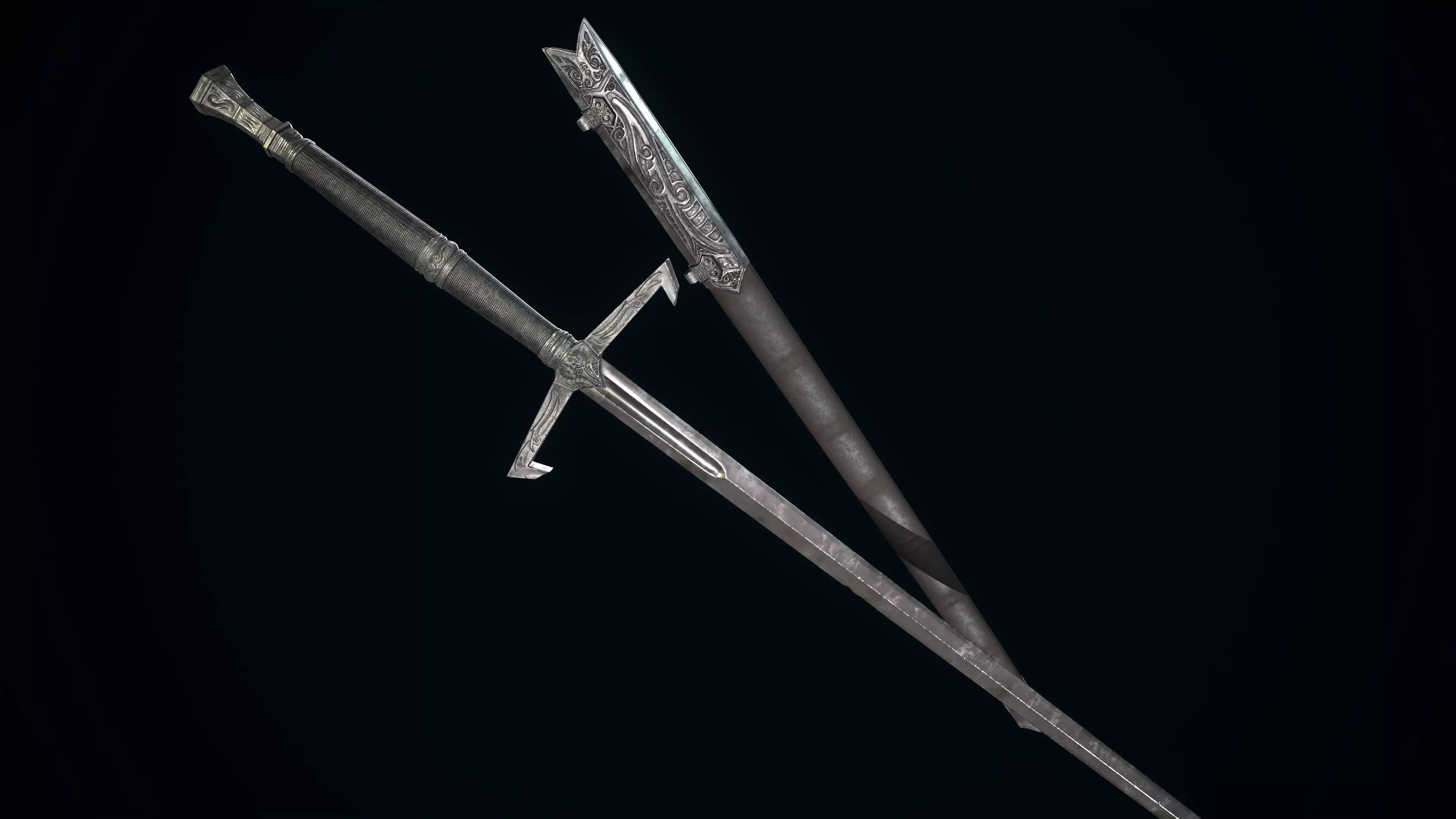 Medieval Sword Melee Weapon Low-poly 3D model_0