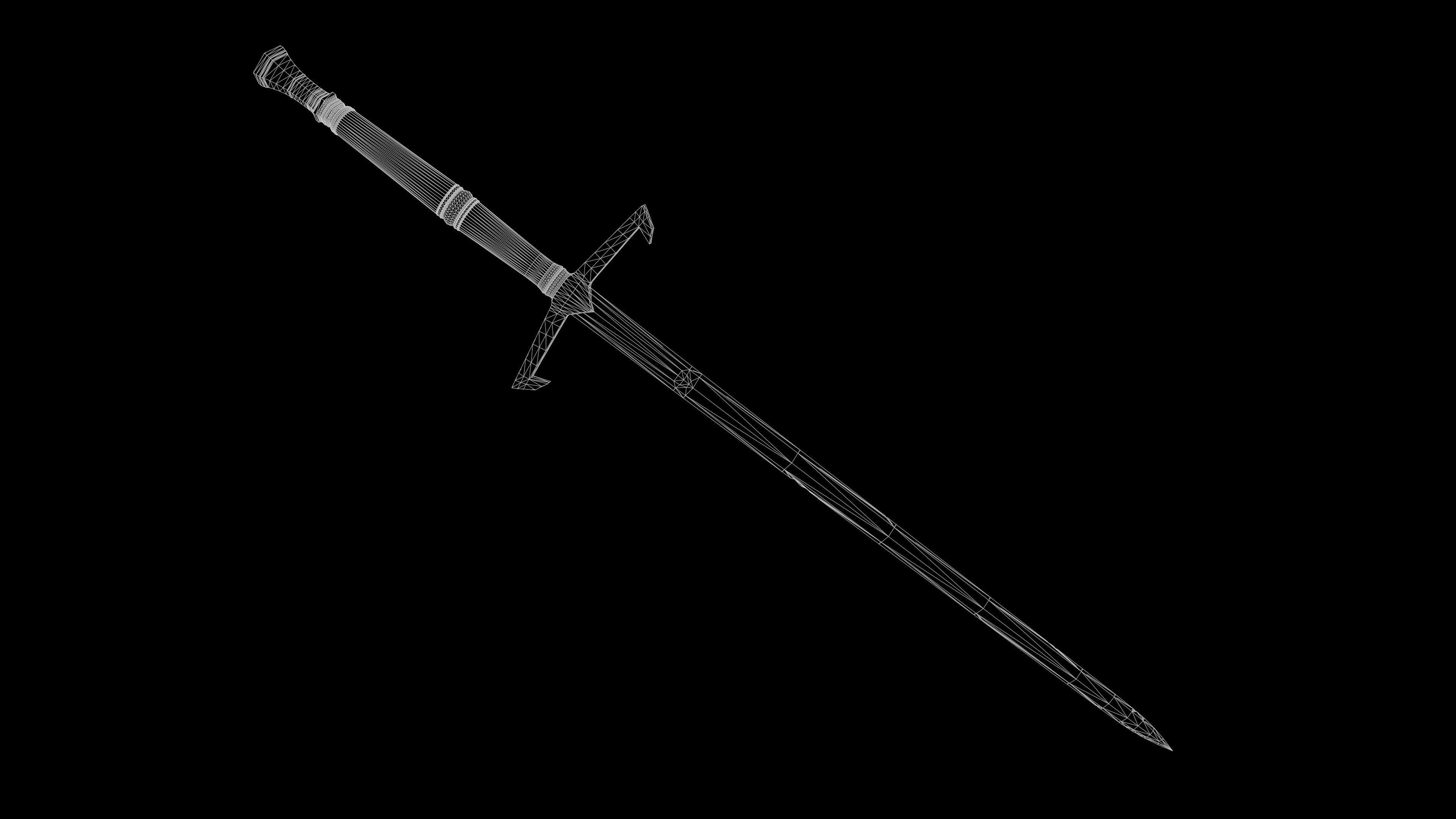 Medieval Sword Melee Weapon Low-poly 3D model_7