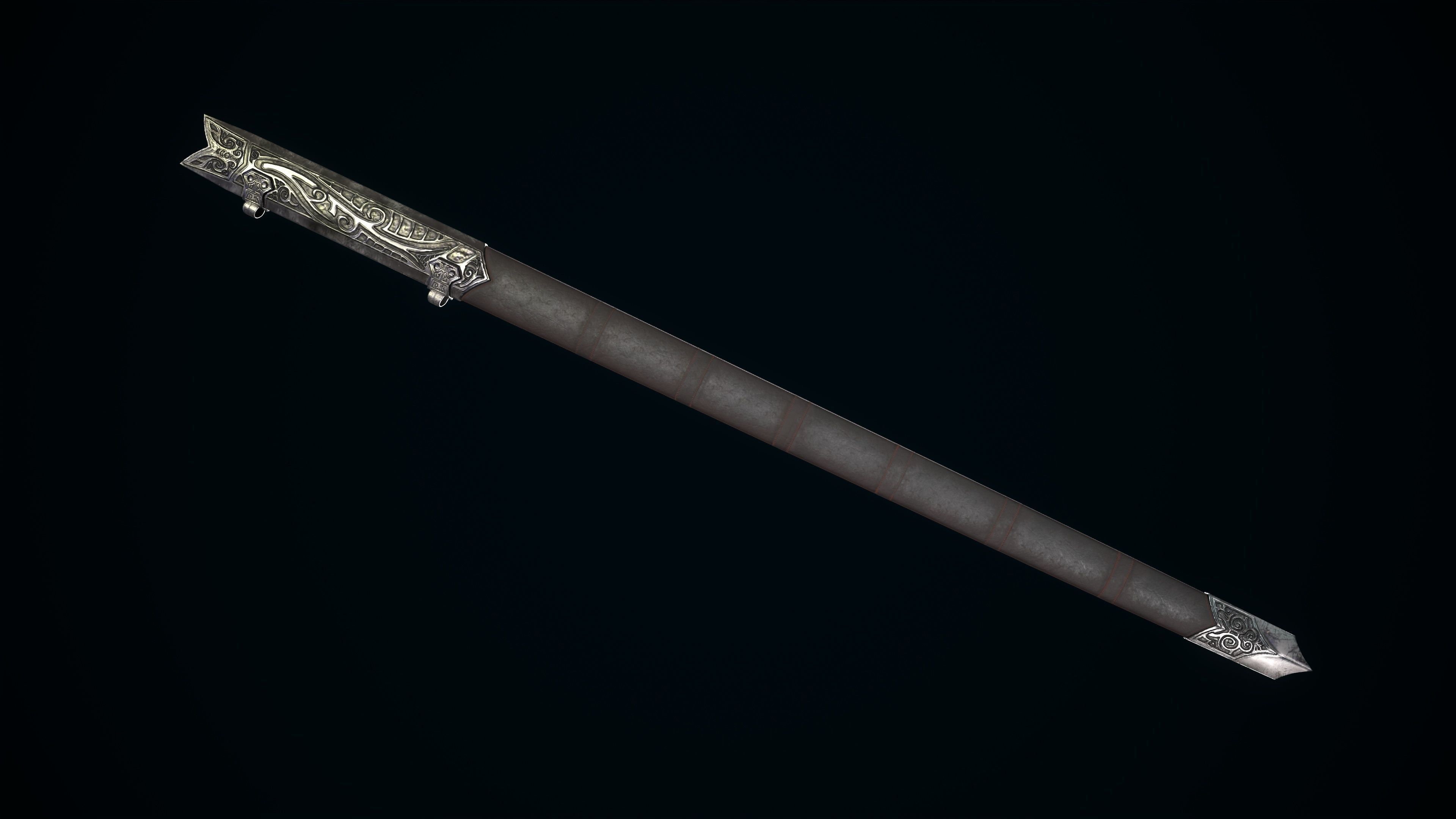 Medieval Sword Melee Weapon Low-poly 3D model_6