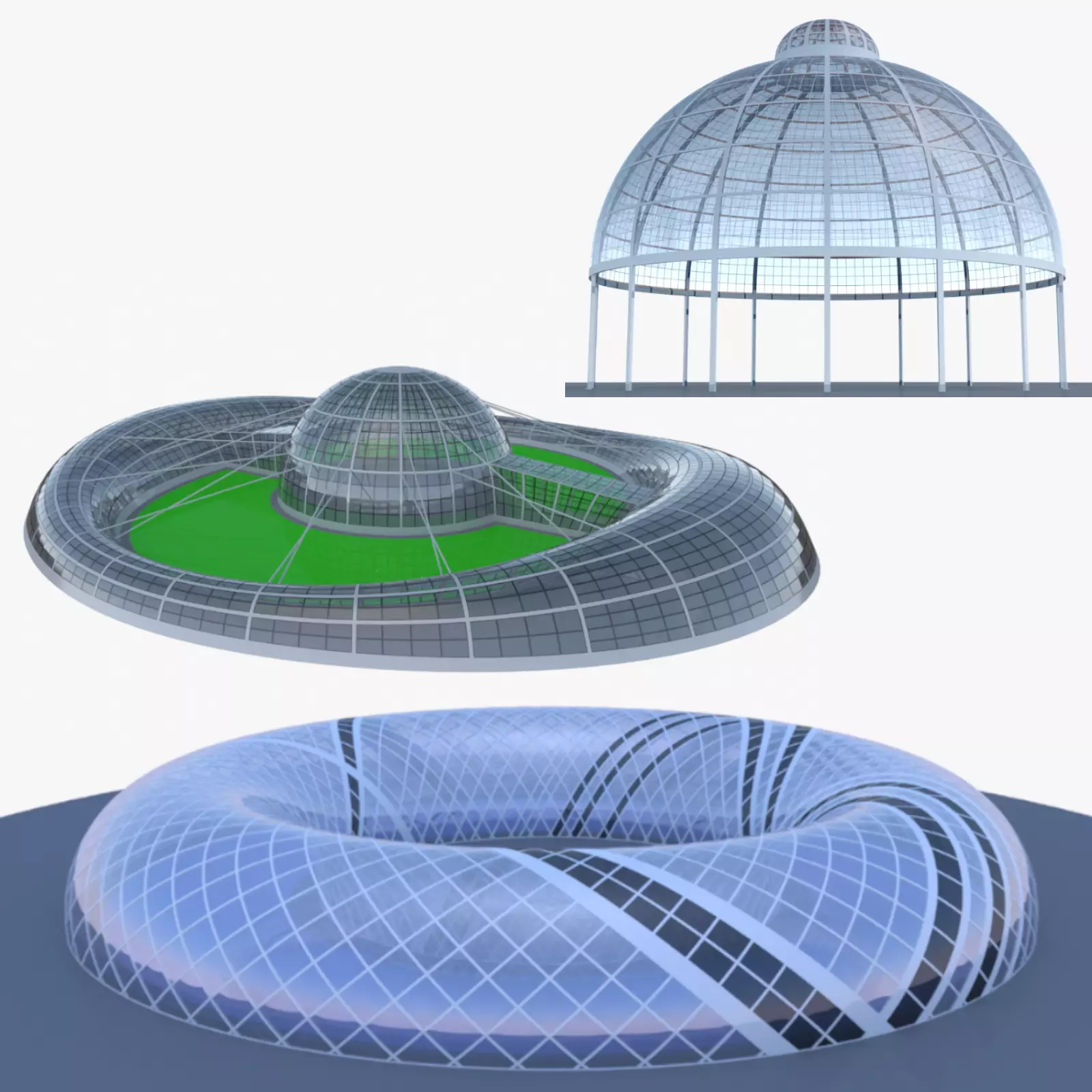 Dome glass buildings 3D Model Collection_0