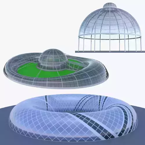 Dome glass buildings 3D Model Collection
