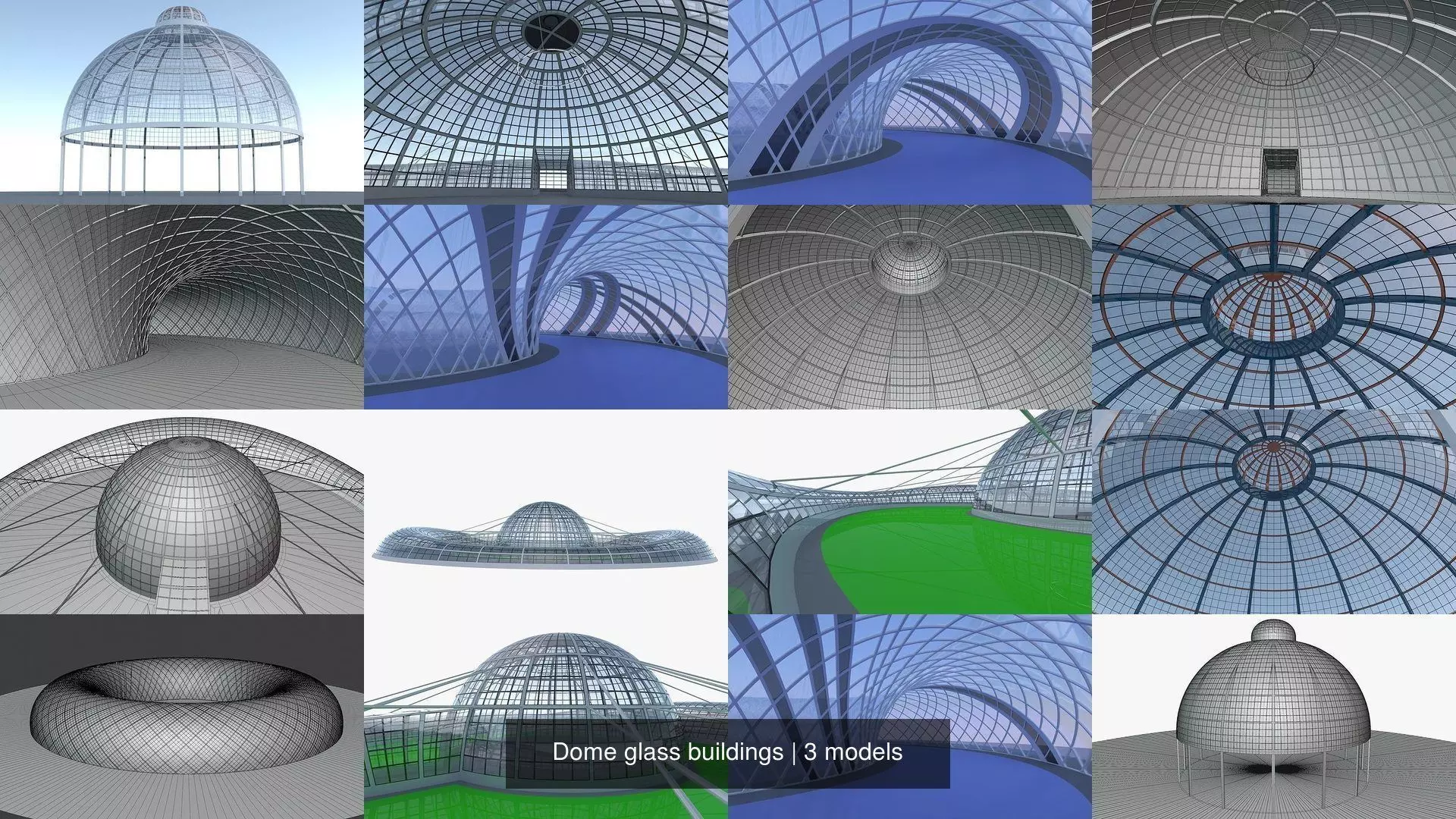 Dome glass buildings 3D Model Collection_1
