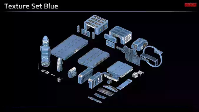 Modular Space Platform Kit Low-poly 3D model