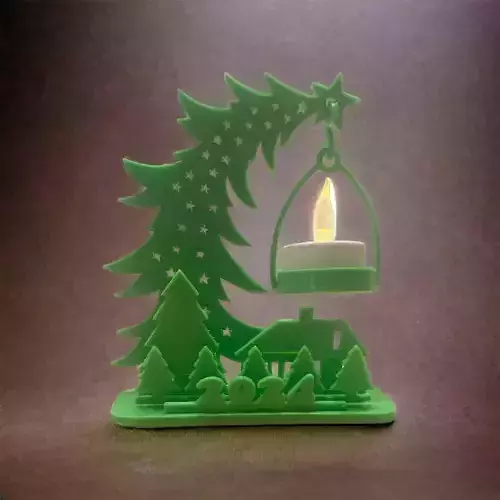 CHRISTMAS TREE TEA LIGHT LED CANDLE HOLDER 3D print model