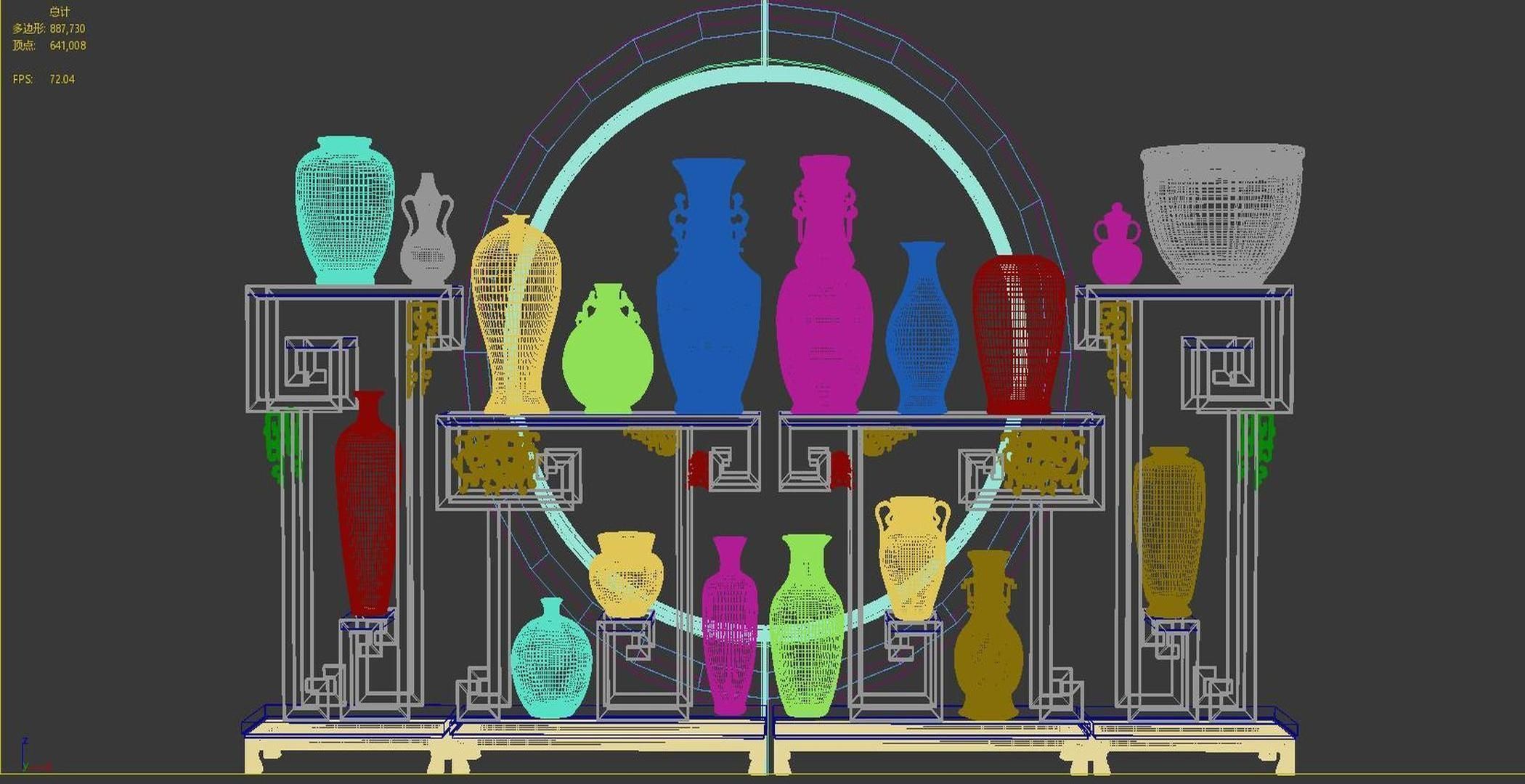 Chinese and white blue porcelain 3D model_6