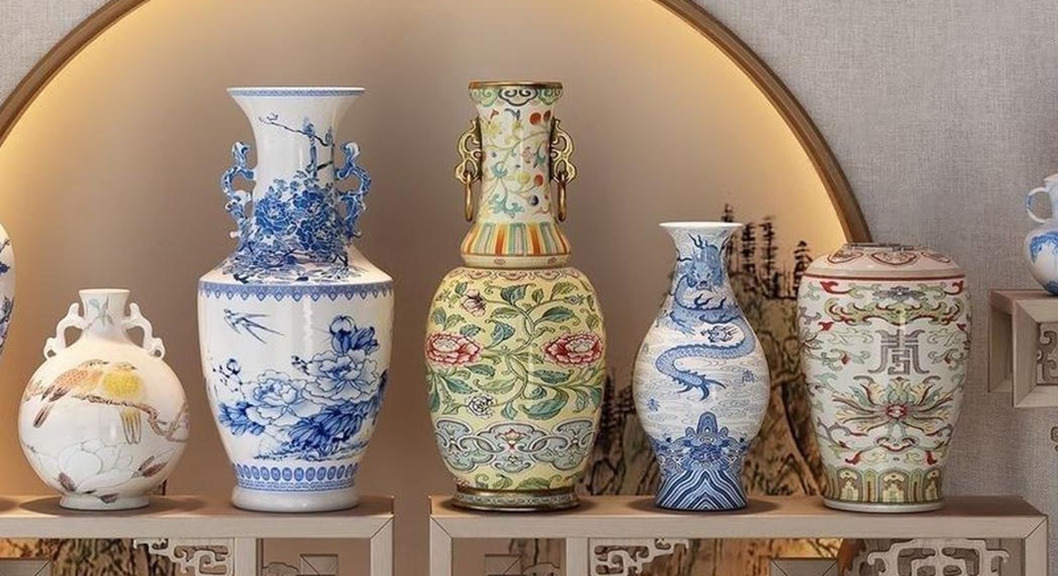 Chinese and white blue porcelain 3D model_5