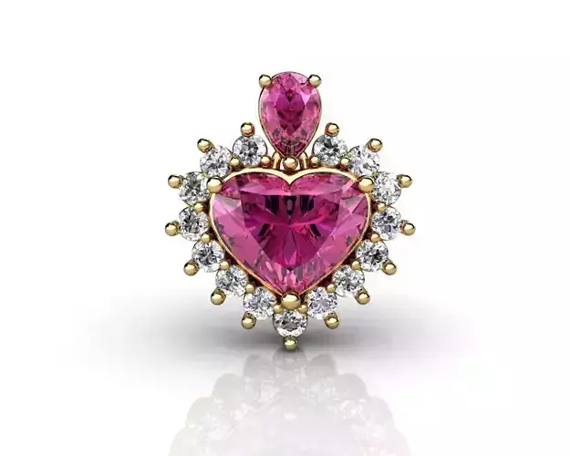Pink Sapphire and Diamond Heart Pendant