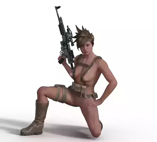 WOMAN COMBAT ON KNEE