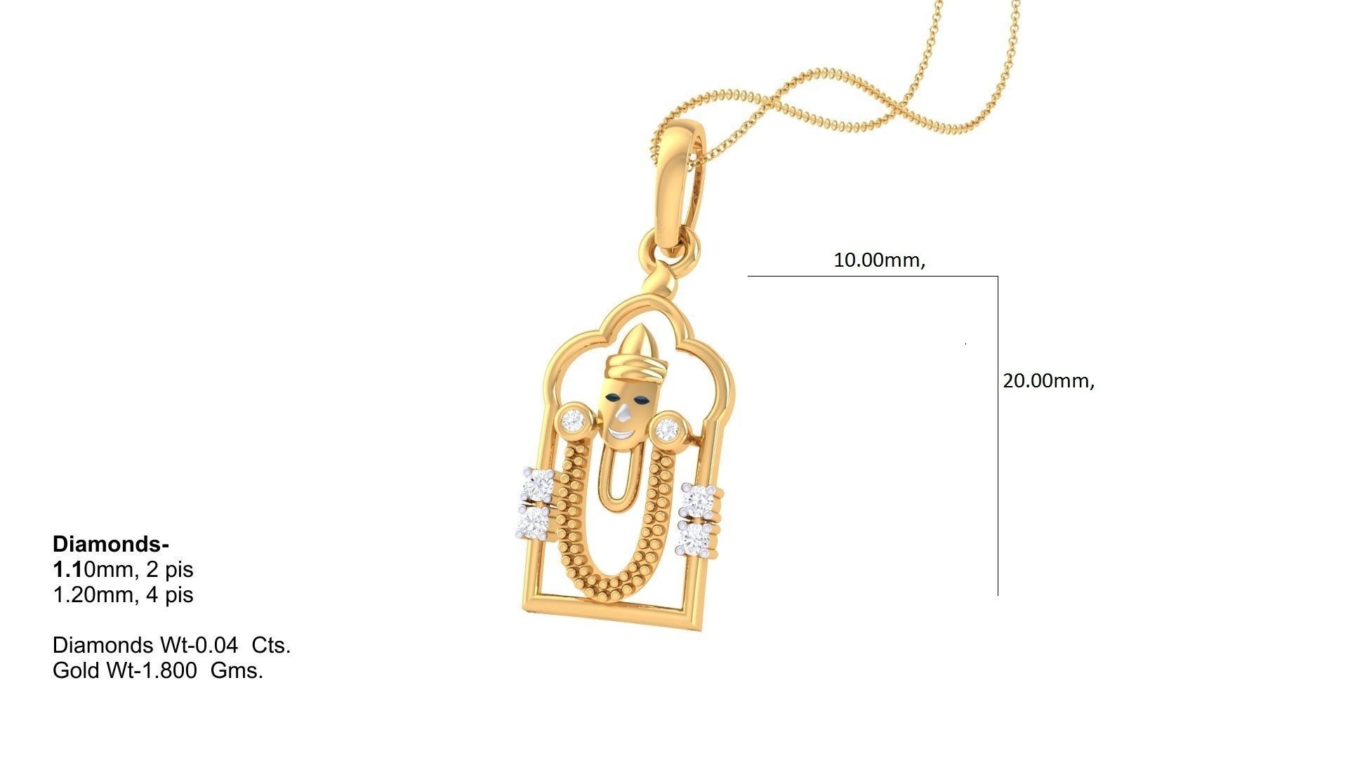 Tirupati Balaji Pendant 3D print model_2