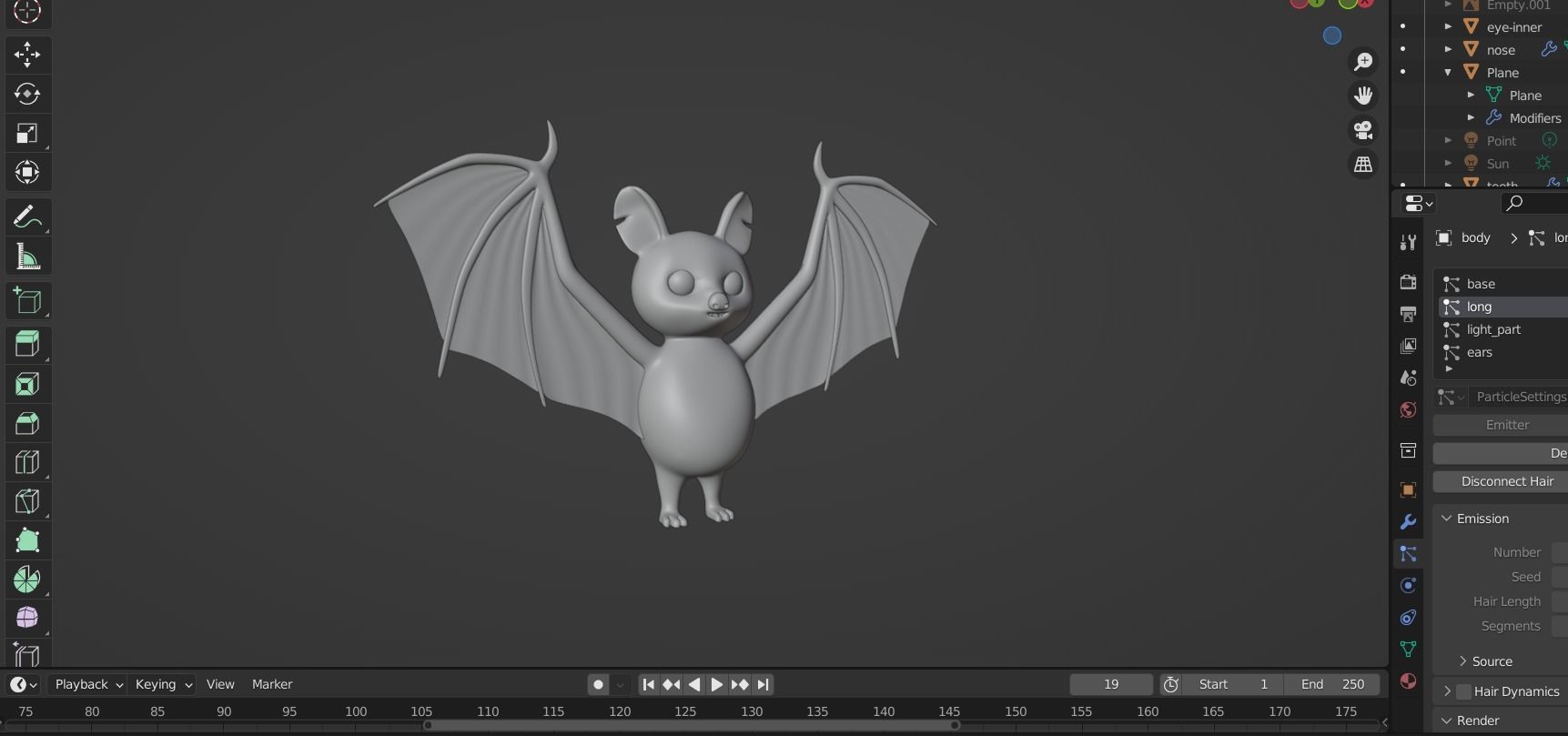 Cartoon Bat 3D Model low poly with fur 3D model_4