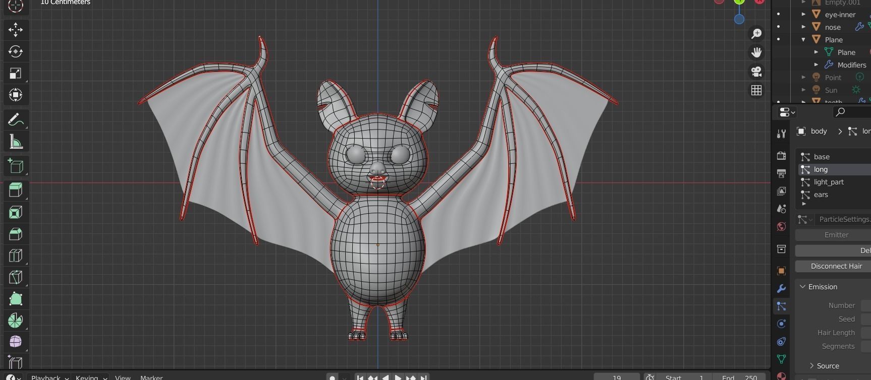 Cartoon Bat 3D Model low poly with fur 3D model_3
