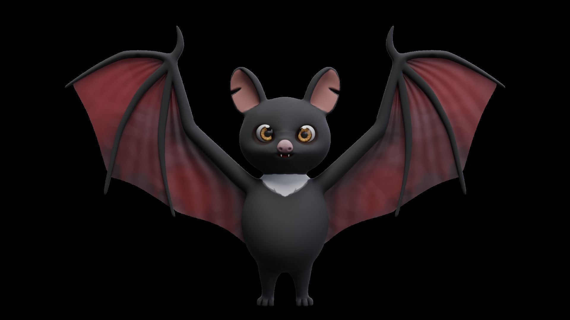 Cartoon Bat 3D Model low poly with fur 3D model_1