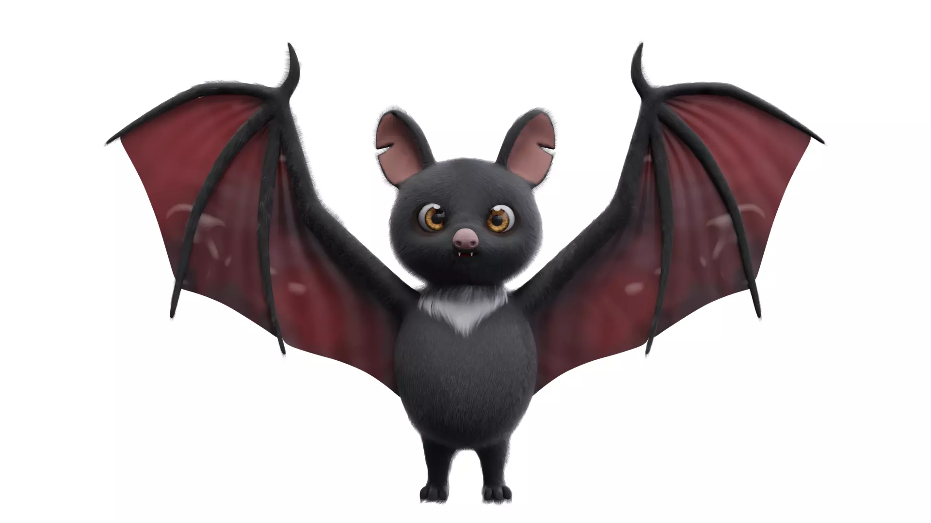 Cartoon Bat 3D Model low poly with fur 3D model_0
