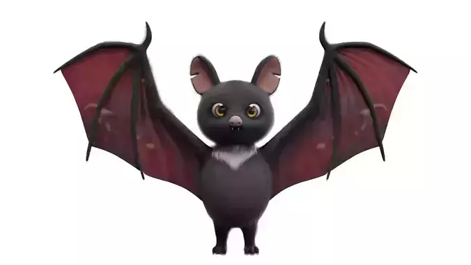 Cartoon Bat 3D Model low poly with fur 3D model Cartoon Bat 3D Model low poly with fur 3D model