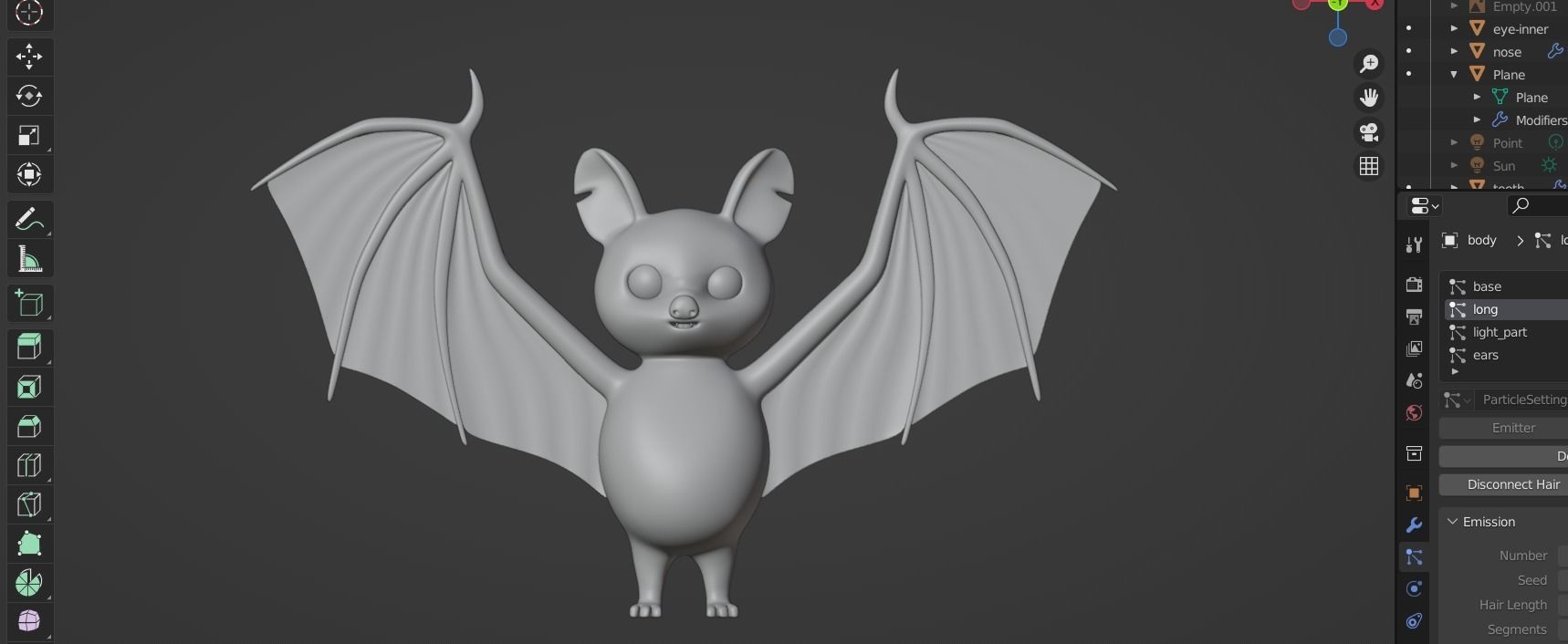 Cartoon Bat 3D Model low poly with fur 3D model_2