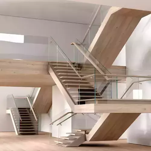 Modern wooden stairs 3D model