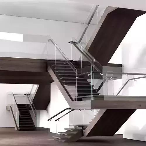 Modern wooden stairs black 3D model
