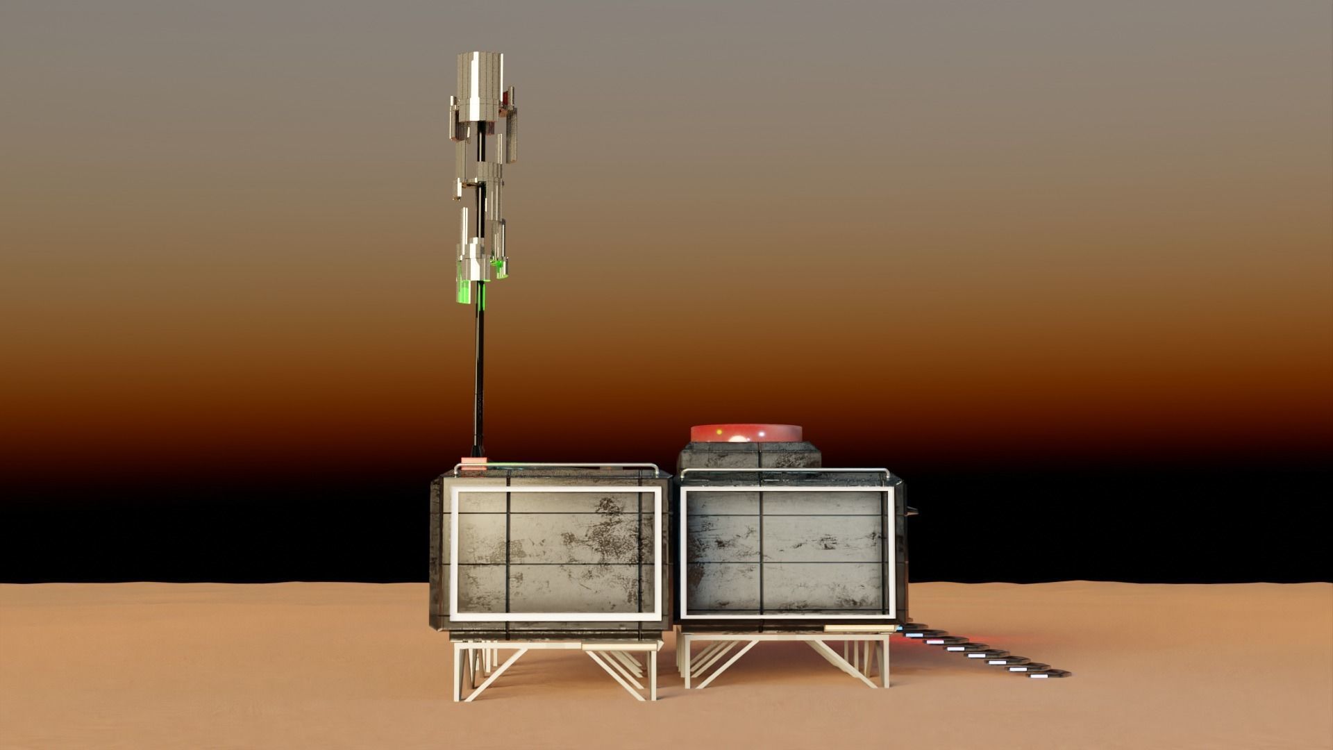 Sci-fi space unit 04 landbase Low-poly 3D model_6