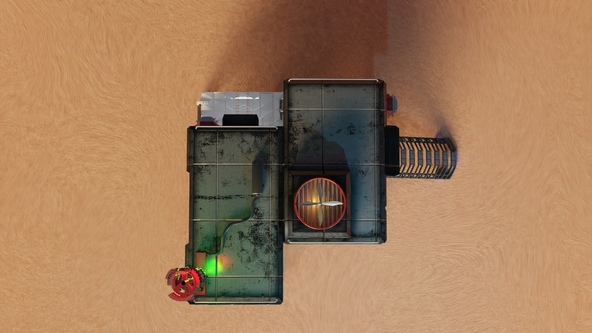 Sci-fi space unit 04 landbase Low-poly 3D model_4