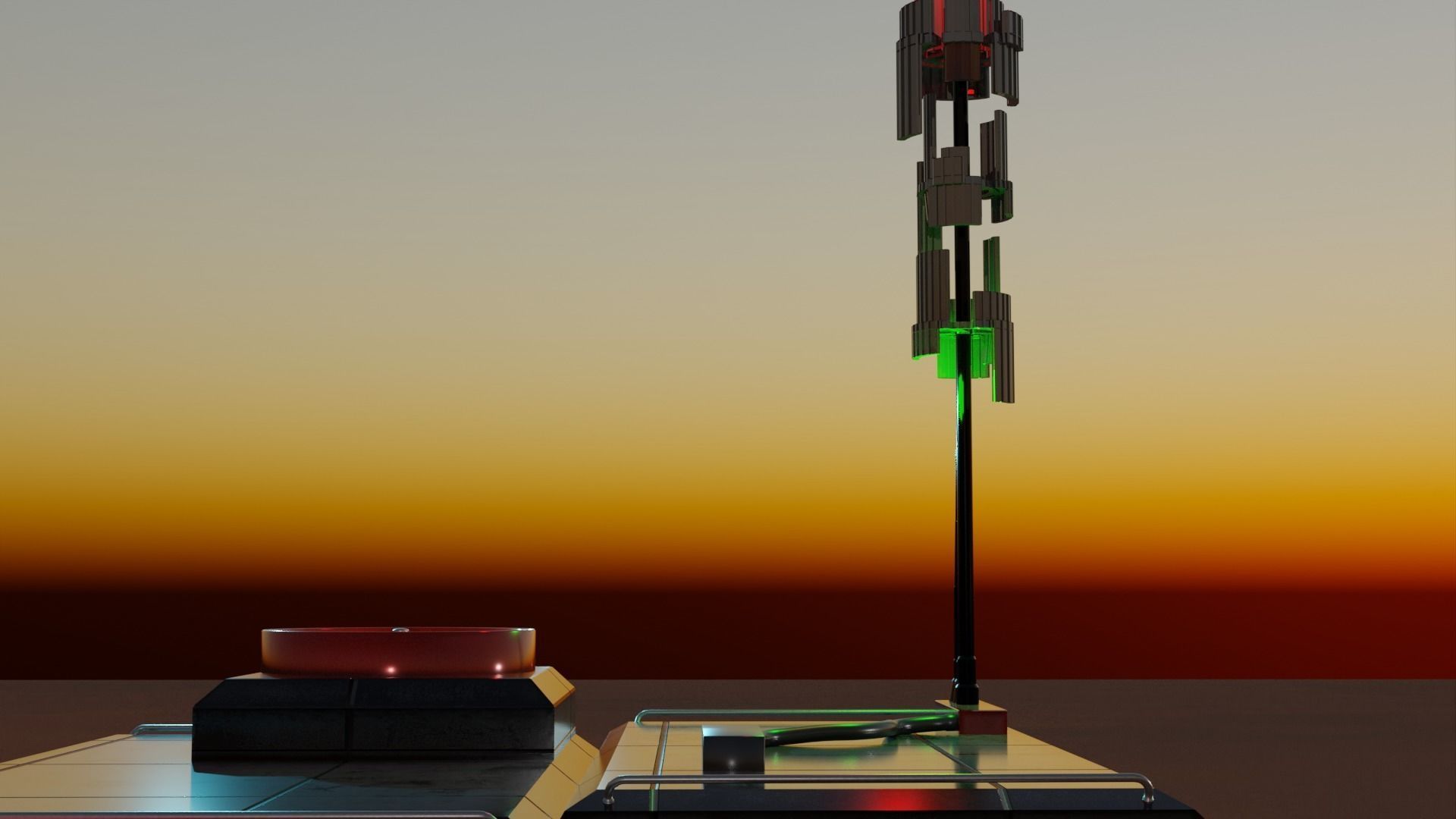 Sci-fi space unit 04 landbase Low-poly 3D model_8