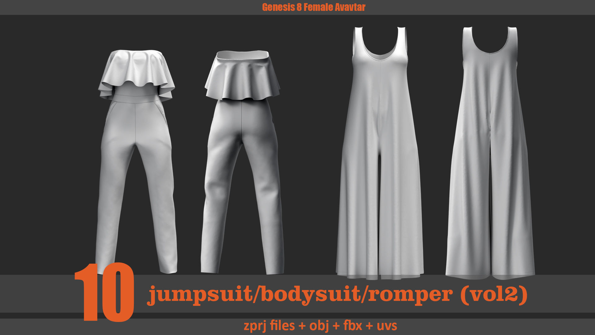 10 bodysuit jumpsuit romper 3D model_4