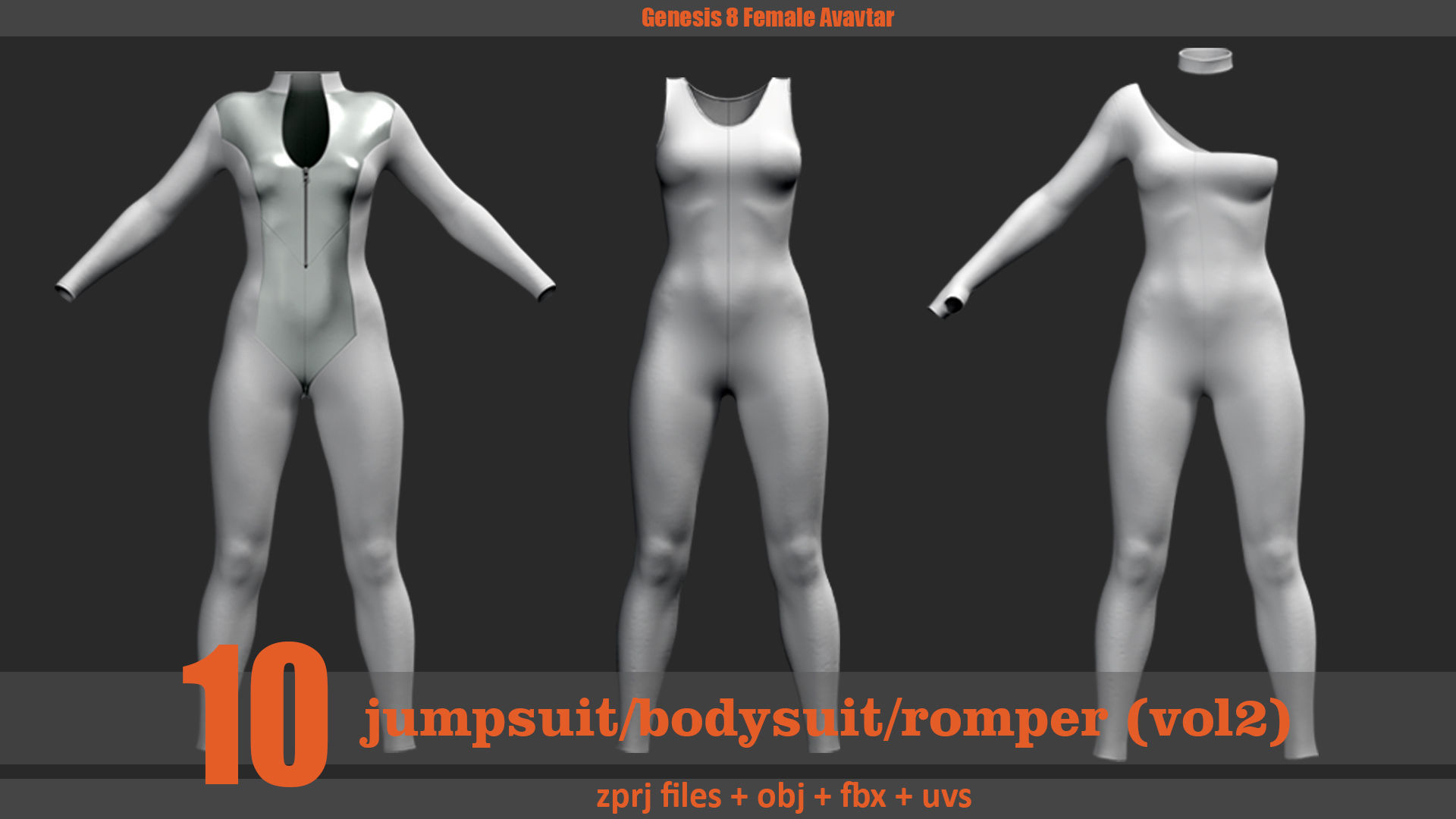 10 bodysuit jumpsuit romper 3D model_3