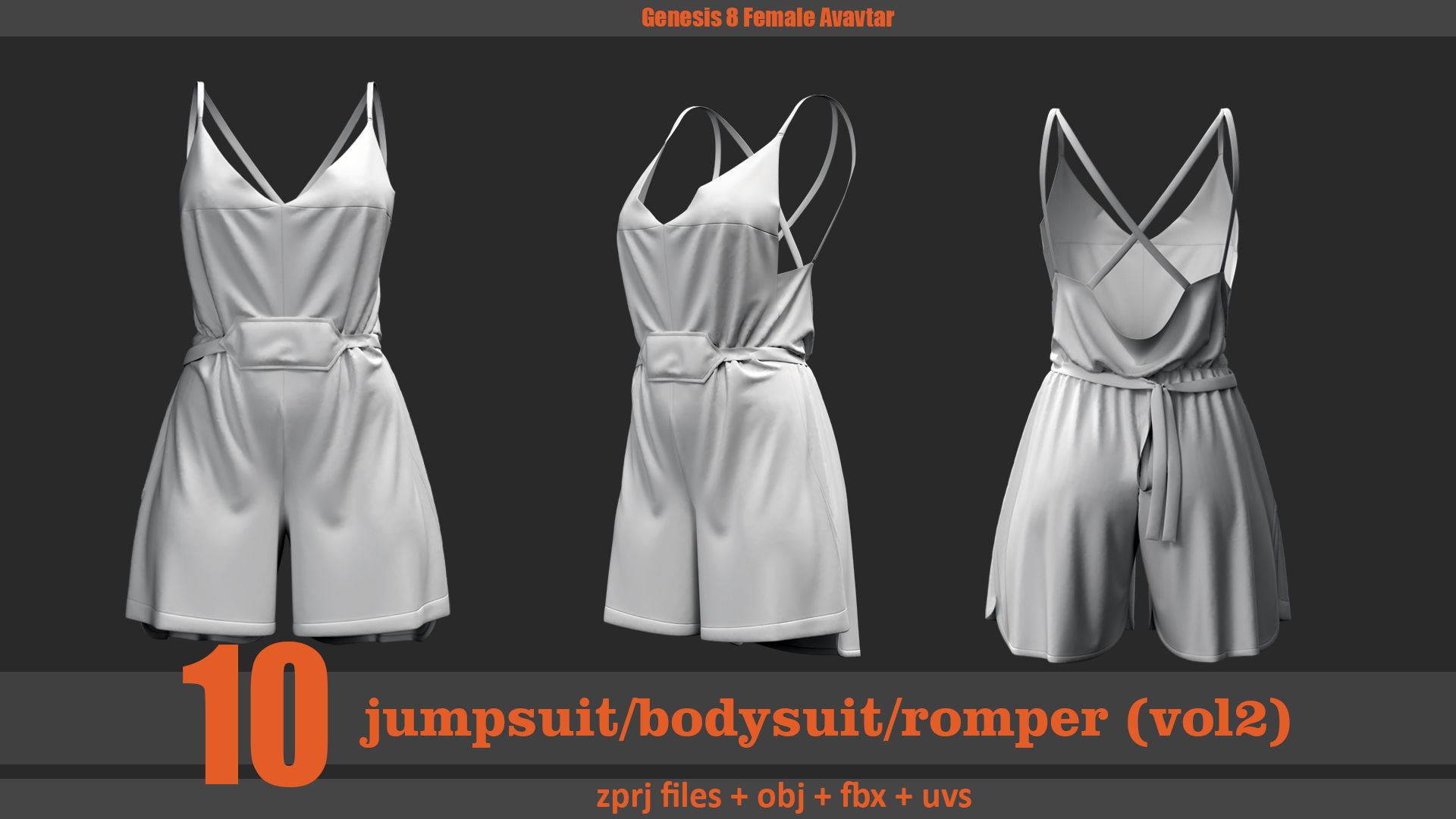 10 bodysuit jumpsuit romper 3D model_1