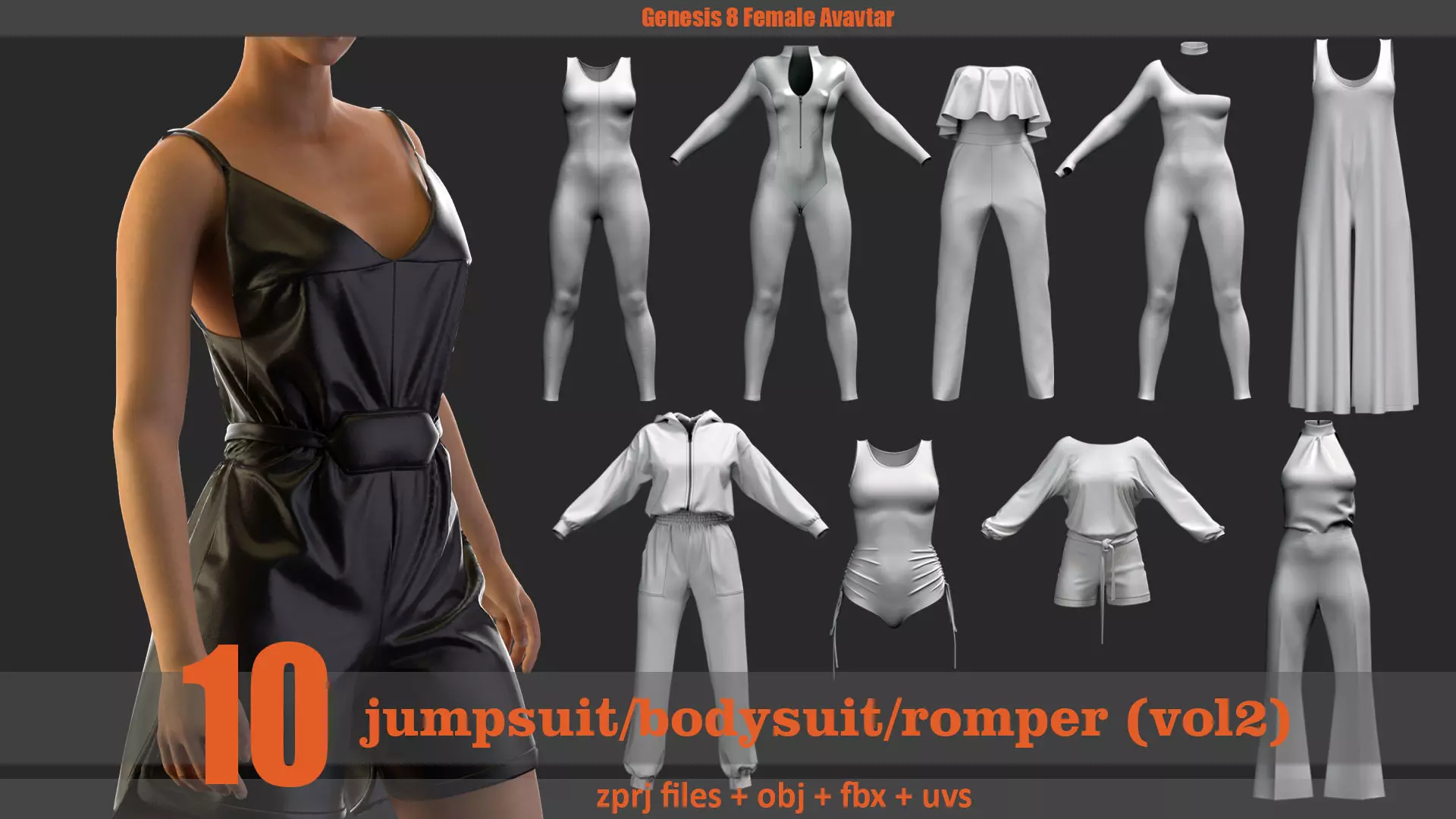 10 bodysuit jumpsuit romper 3D model_0