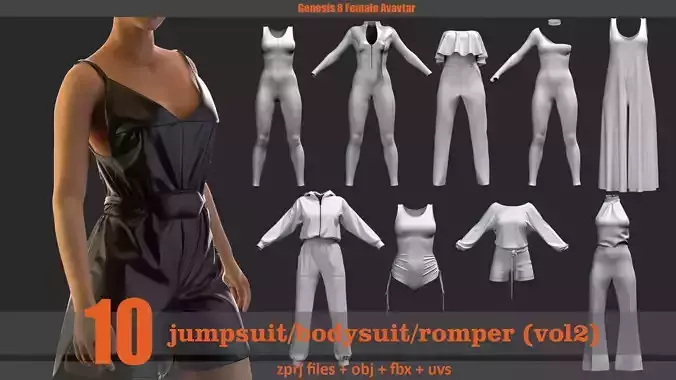 10 bodysuit jumpsuit romper 3D model