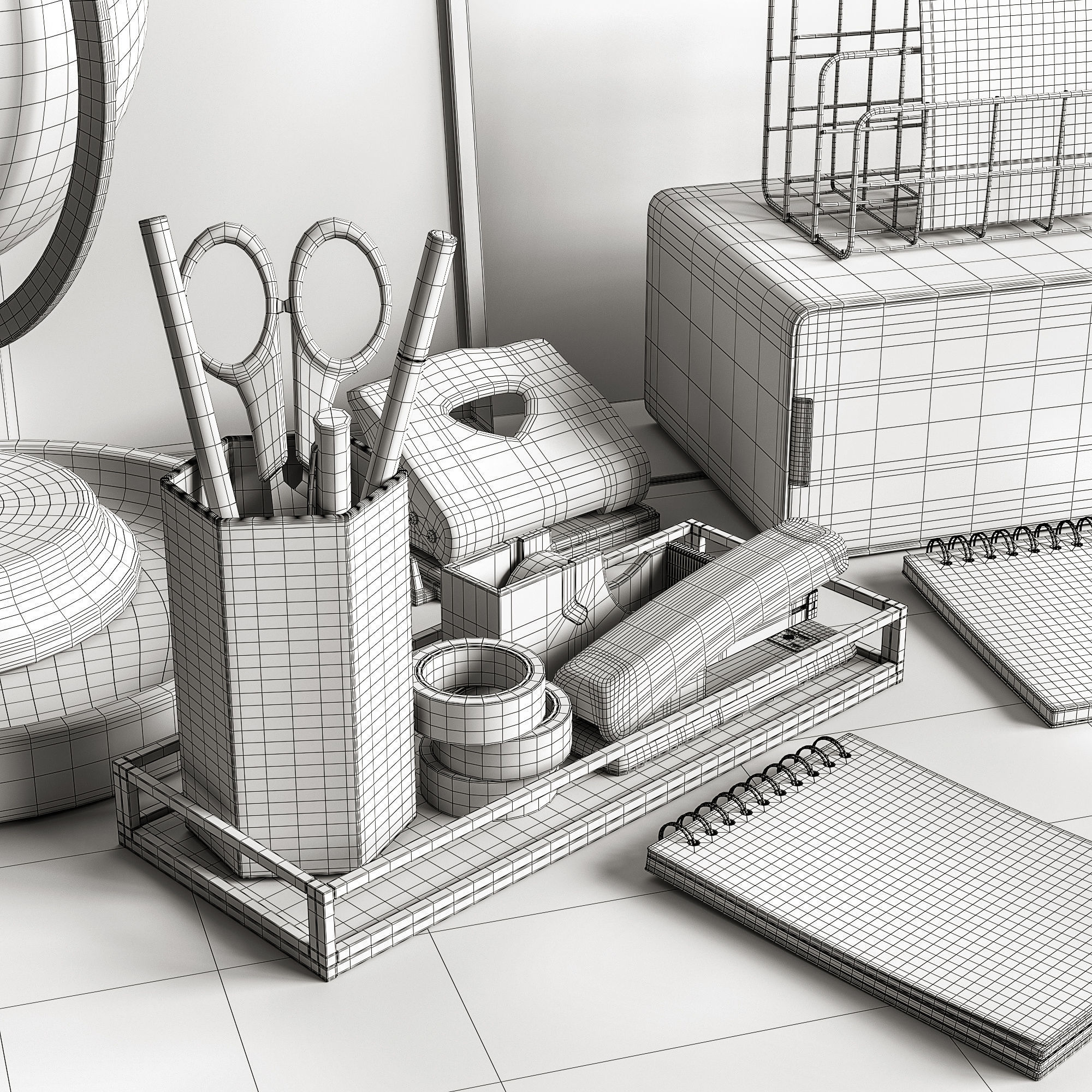 Workspace with pampas 3D model_9